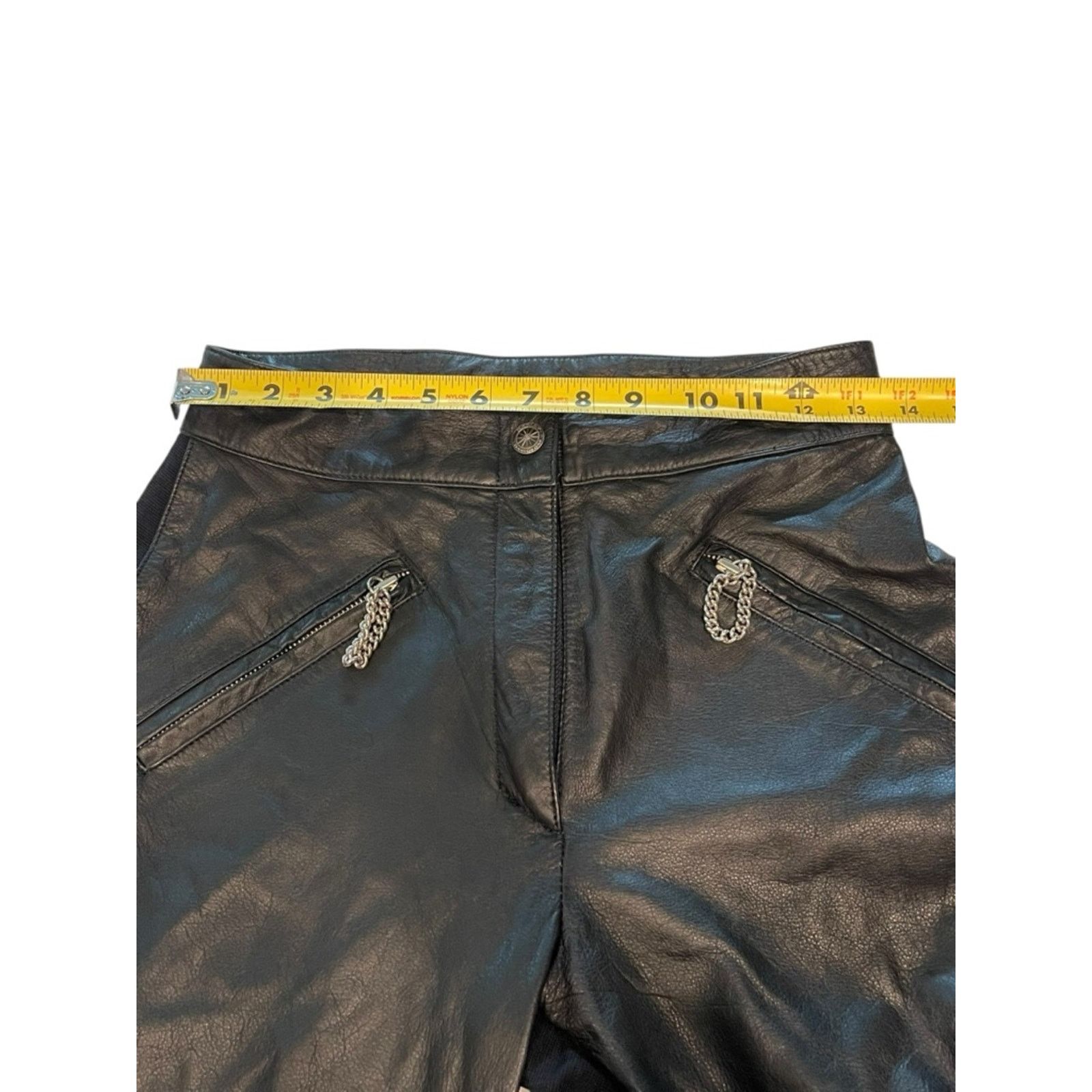 Harley Davidson Harley Davidson Pants: Black Leather Front, Spandex 36/8 Size 36" / US 14 / IT 50 - 7 Thumbnail