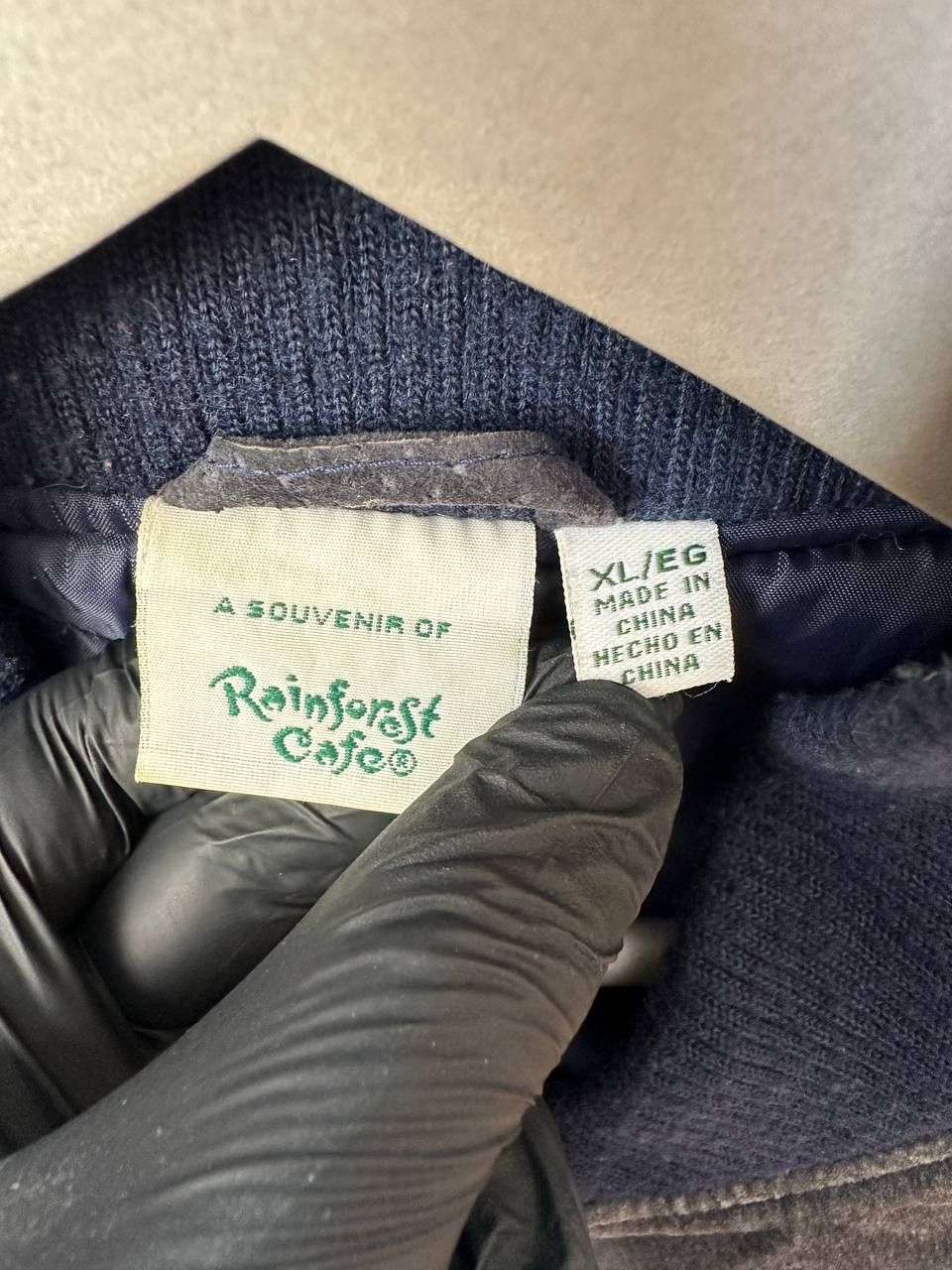 Vintage Rainforest Cafe Leather Bomber Jacket XL Varsity