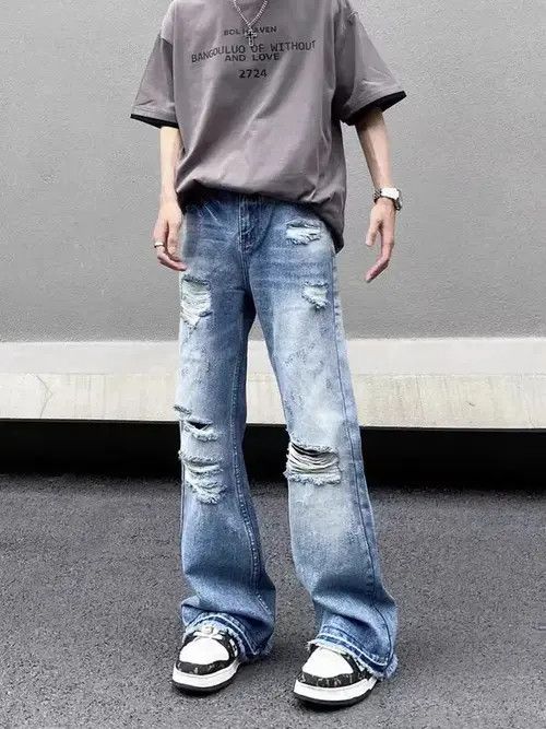 Jean High street vintage ripped Y2K micro flare baggy jeans Size US 32 / EU 48 - 6 Thumbnail