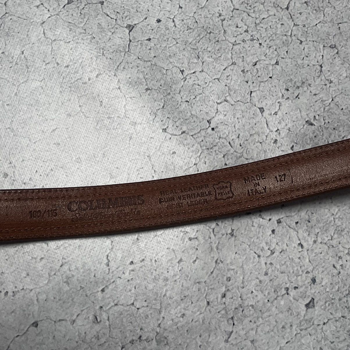 Designer × Japanese Brand × Vintage Brown Leather Belt Brass Hardware Italy Columbus Hype 00s Size ONE SIZE - 14 Thumbnail