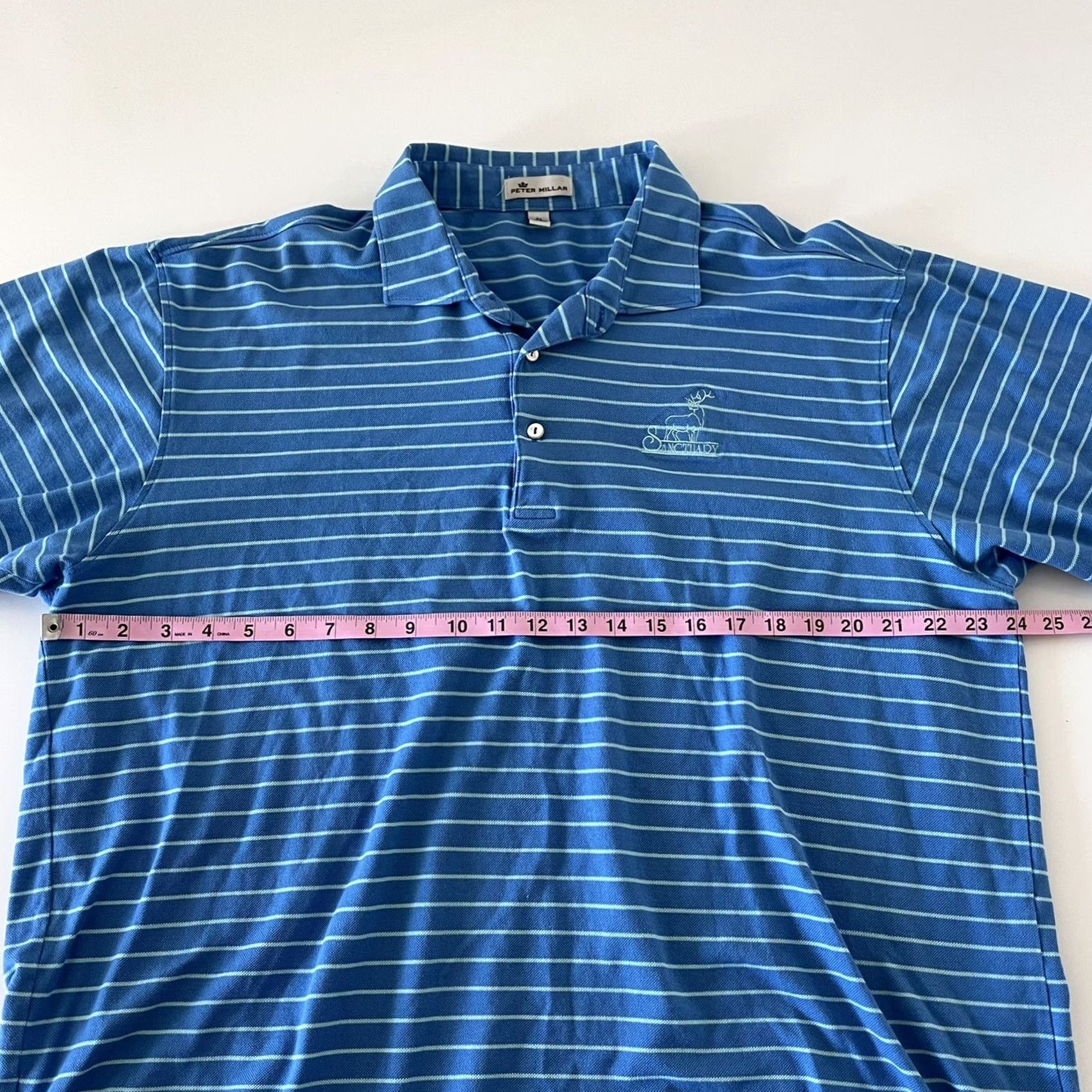 Peter Millar Peter Millar Sanctuary Golf Striped Short Sleeve Polo Shirt Men XL Blue Size US XL / EU 56 / 4 - 4 Thumbnail