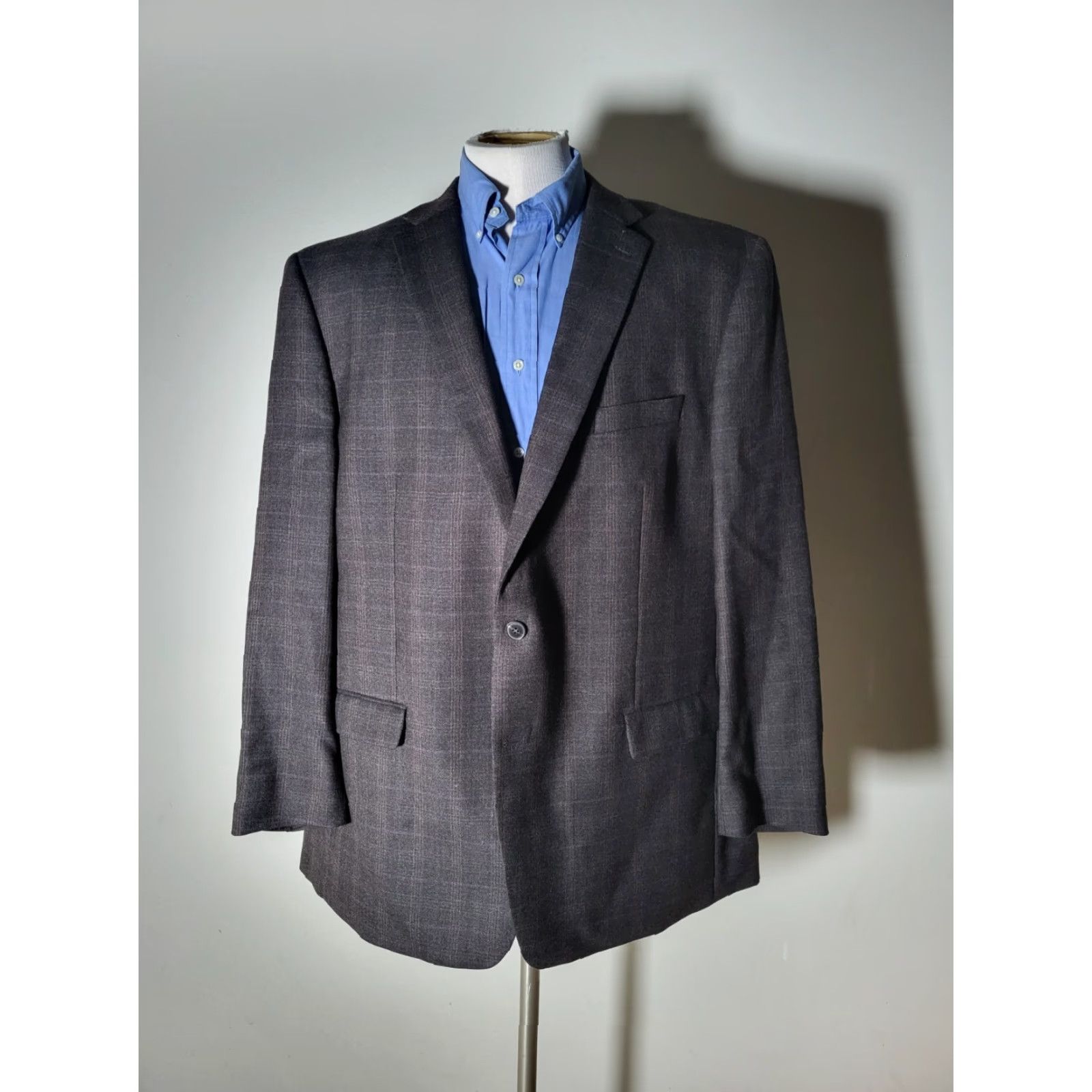 Calvin Klein Calvin Klein Sport Coat Jacket - Check Flannel Wool - 50L Multicolor - Long - Two Button - Men Size US M / EU 48-50 / 2 - 3 Thumbnail