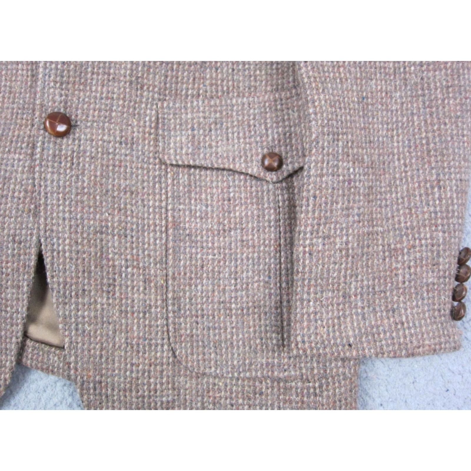 Vintage VINTAGE Tweed Blazer Jacket Mens 40L Brown Elbow Patch Armstrongs Sport 70s Size 40R - 4 Thumbnail