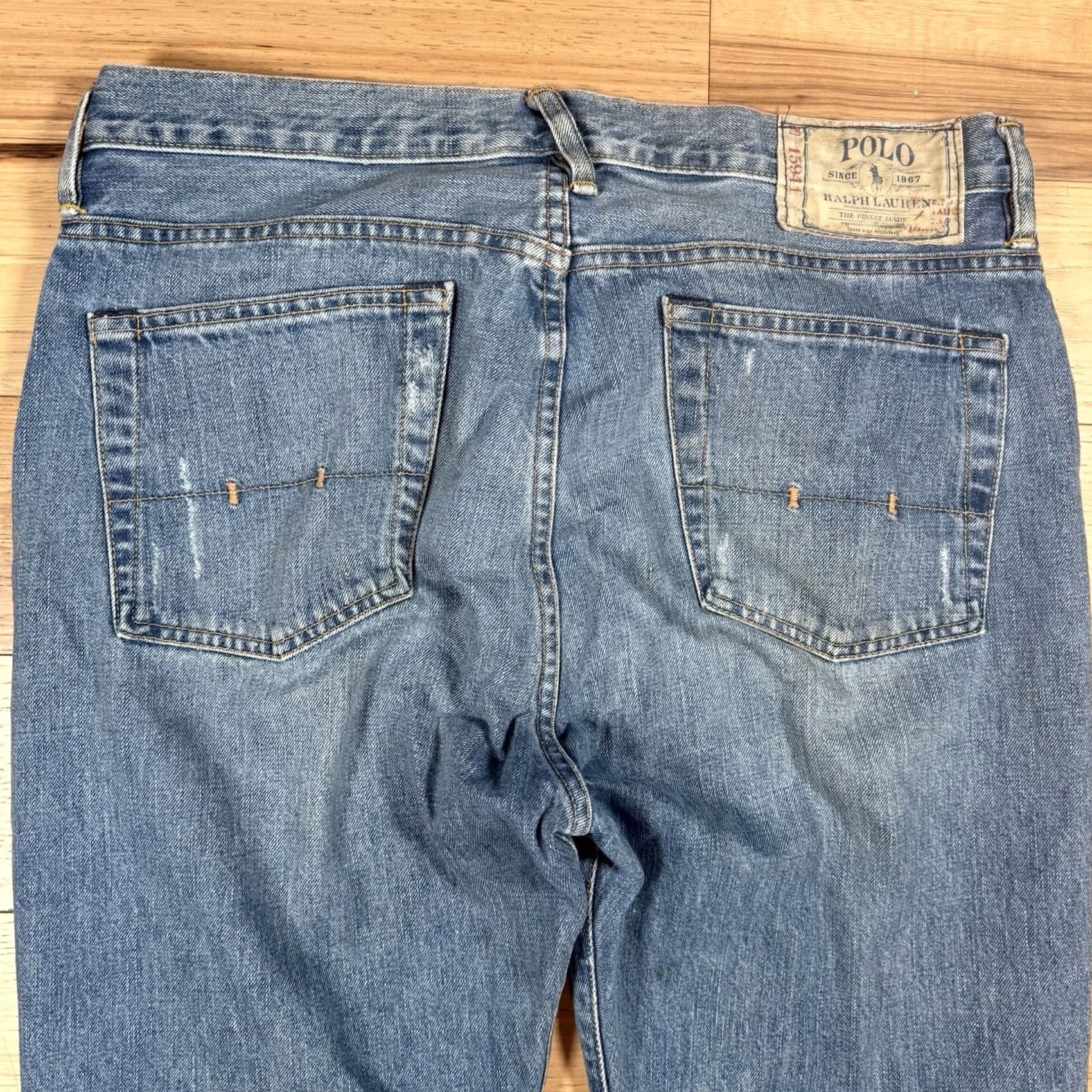 Polo Ralph Lauren VINTAGE Polo Ralph Lauren Jeans Denim Straight Classic Mens 36x33 Beige Light Blue 33 Inseam 35? Size US S / EU 44-46 / 1 - 5 Thumbnail