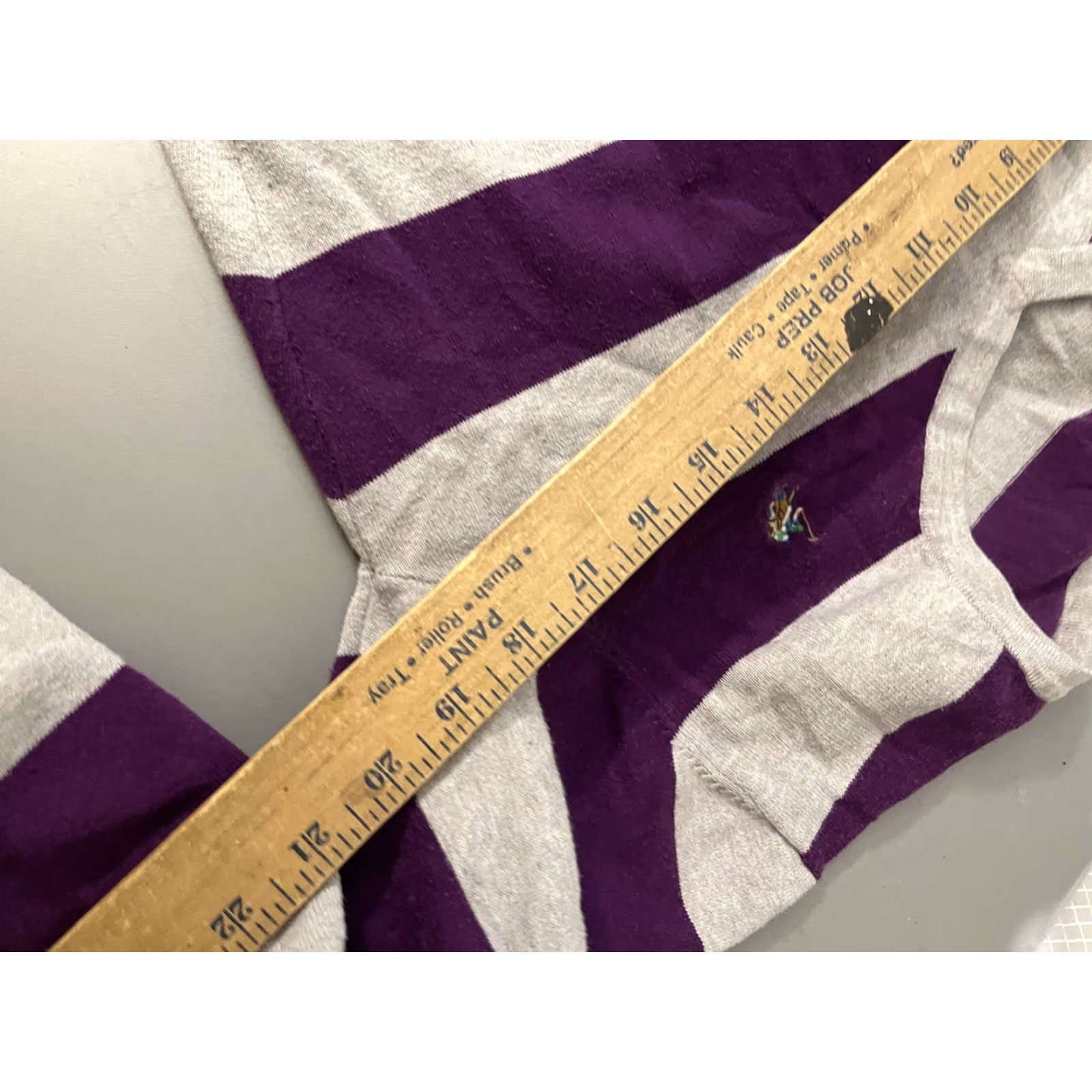 Vintage US Polo Assn. Sweater Striped Knit V-Neck Women's Large Purple Gray Pullover Cable-Knit Knitwear Shirt Modern Vintage: No Size L / US 10 / IT 46 - 5 Thumbnail
