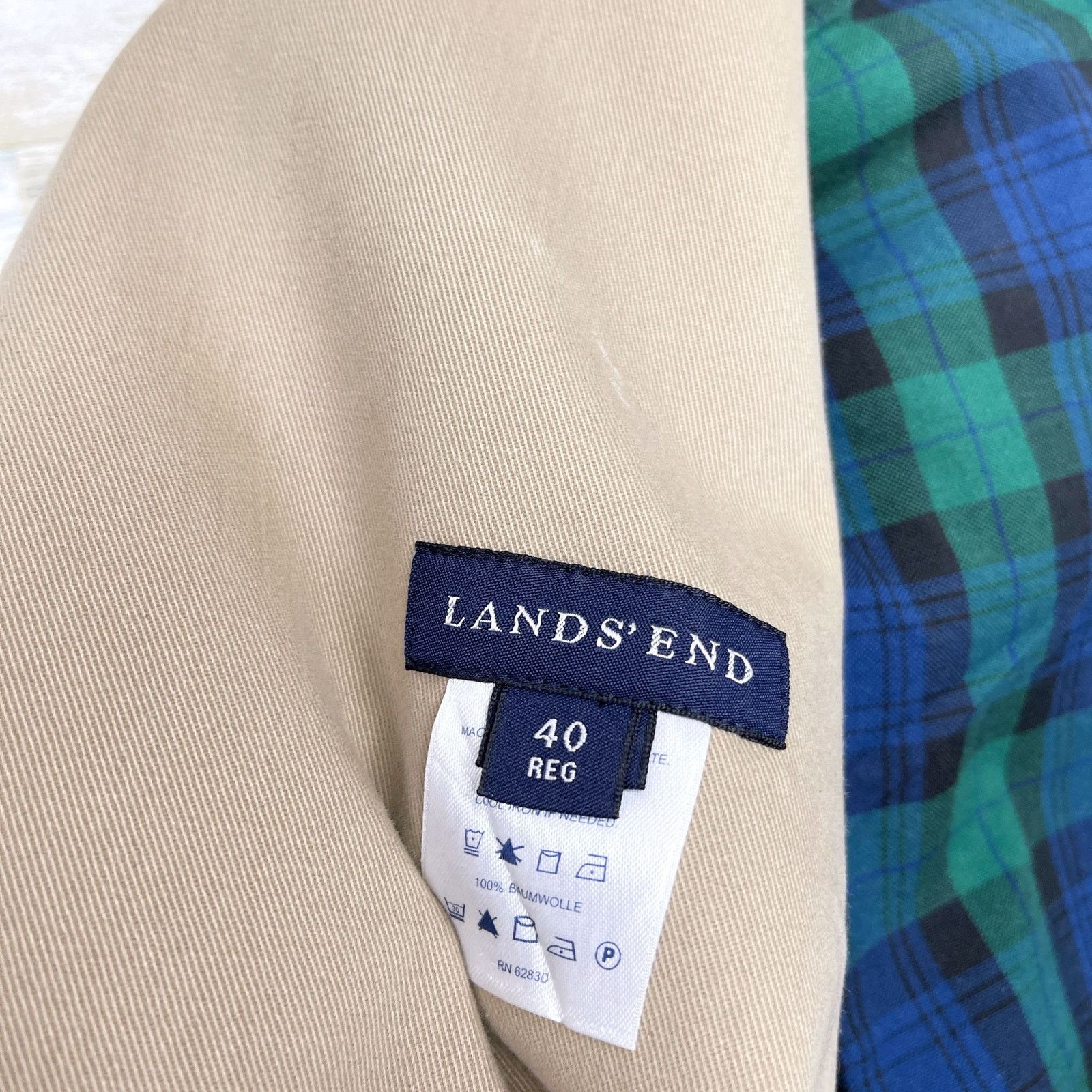 Lands' End Lands End Twill Sport Coat Beige Elbow Patches Mens 40R Size 40R - 10 Thumbnail