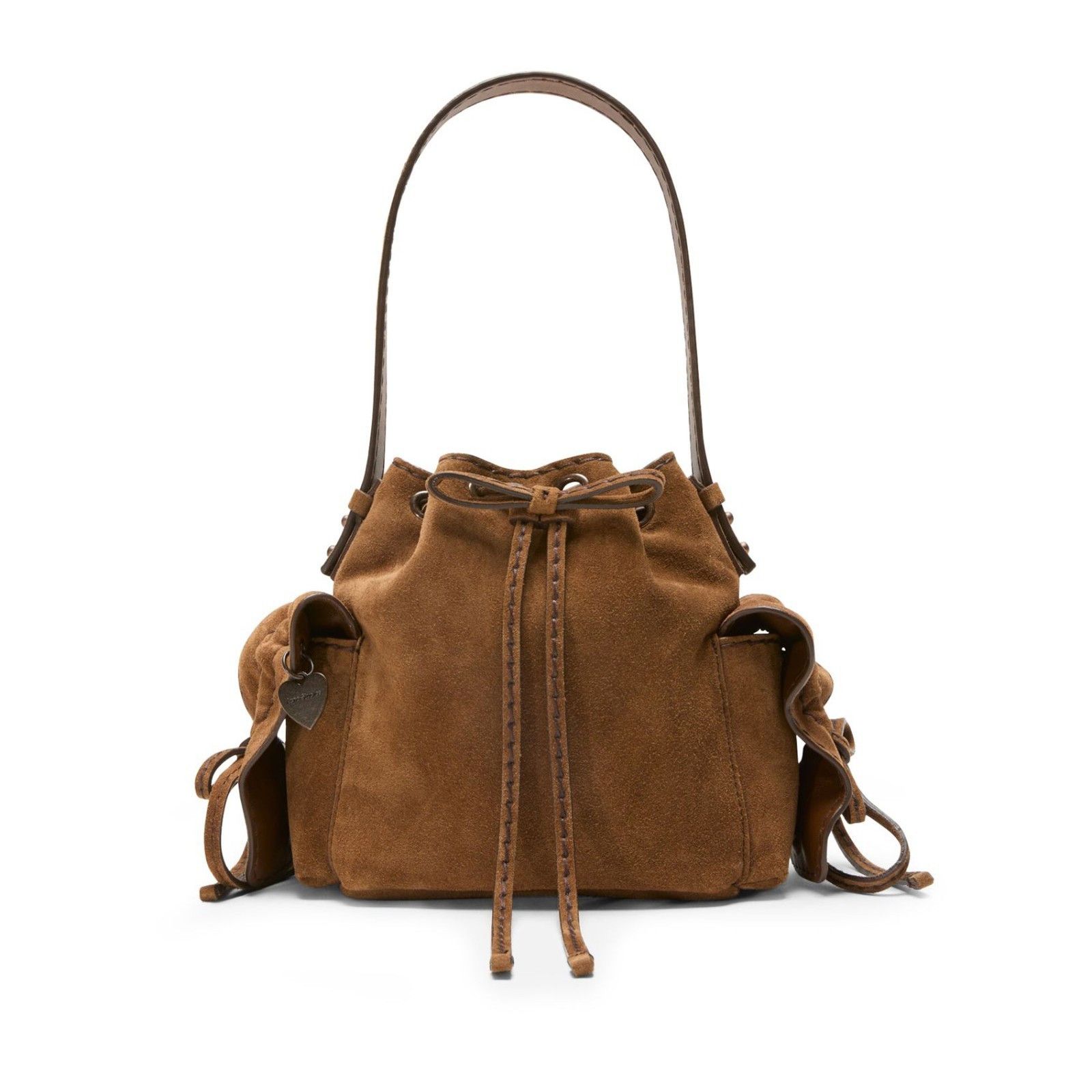 Acne Studios ACNE STUDIOS Mini COGNAC BROWN Multipocket suede bucket bag Size ONE SIZE - 1 Thumbnail