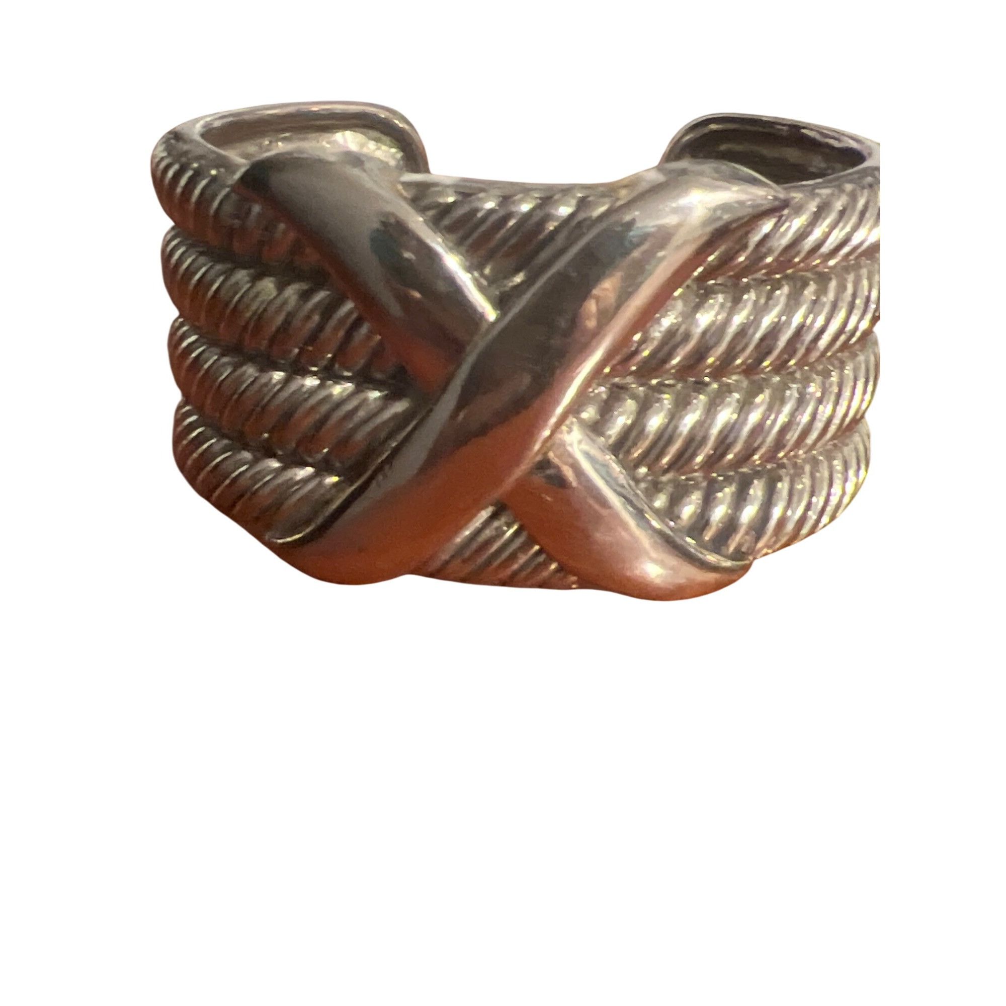Other Vintage Silver Tone Cuff Bracelet Cable Design X Twist State Size ONE SIZE - 1 Thumbnail