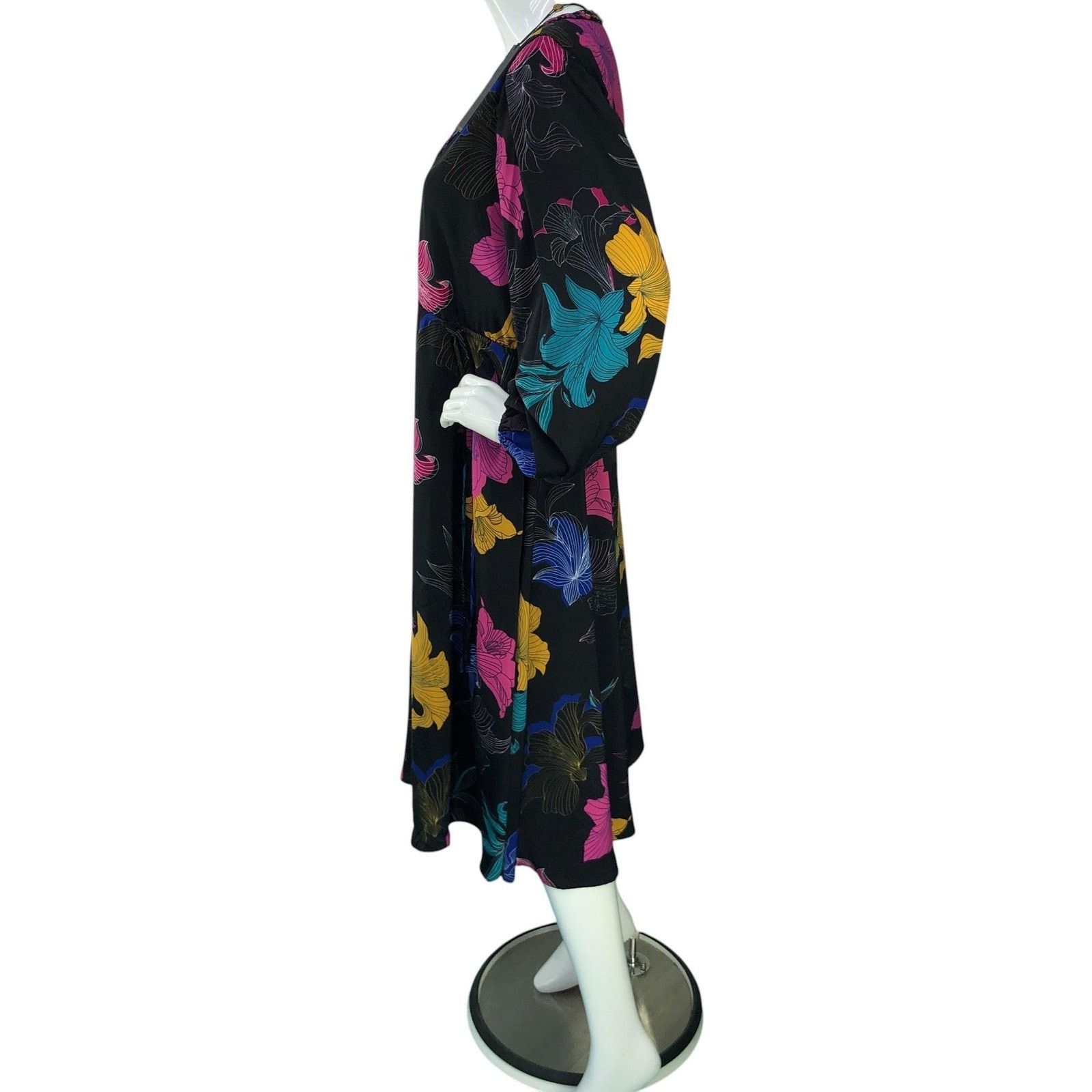 KOBI HALPERIN Kobi Halperin Dress M Black Multi Floral Alexi Long Sleeve Size M / US 6-8 / IT 42-44 - 6 Thumbnail