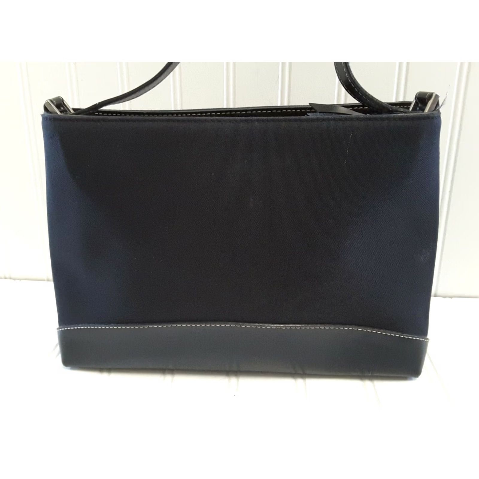 Vintage kate spade new york Handbag Purse Structured Footed Black Womens Small 13x8x3 Zip-Closure Leather-Fabric Style Bag Size ONE SIZE - 7 Thumbnail