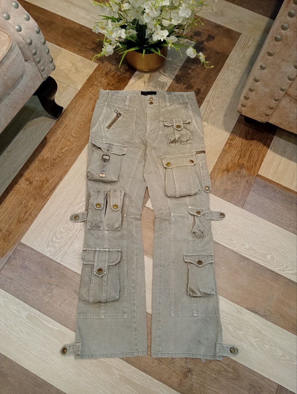 Japanese Brand HALB JAPAN MULTI-POCKET FLARED BANDAGE PANTS Size US 30 / EU 46 - 1 Thumbnail