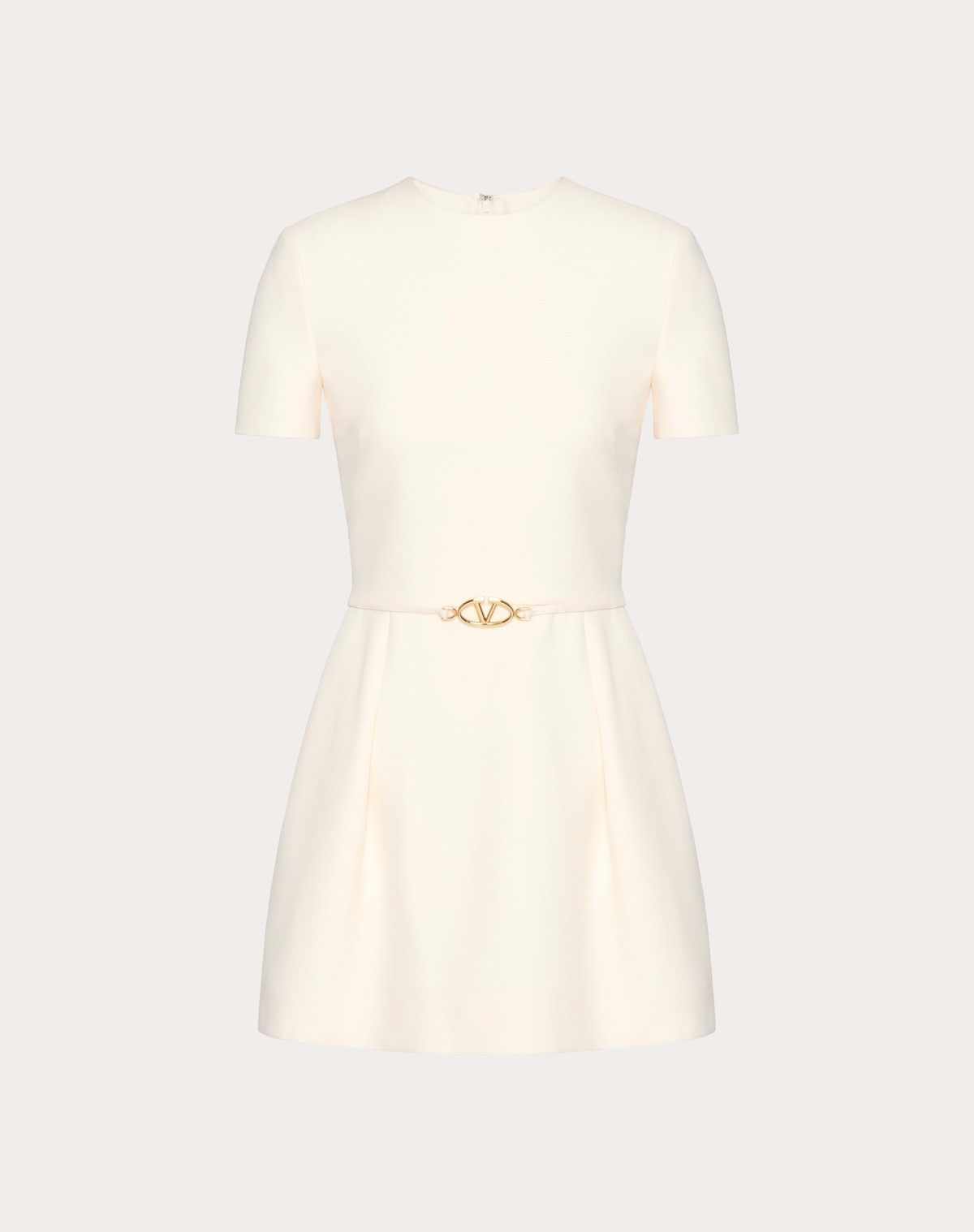 Valentino o1s1wg110525 Crepe Couture Short Dress in White Size L / US 10 / IT 46 - 1 Thumbnail
