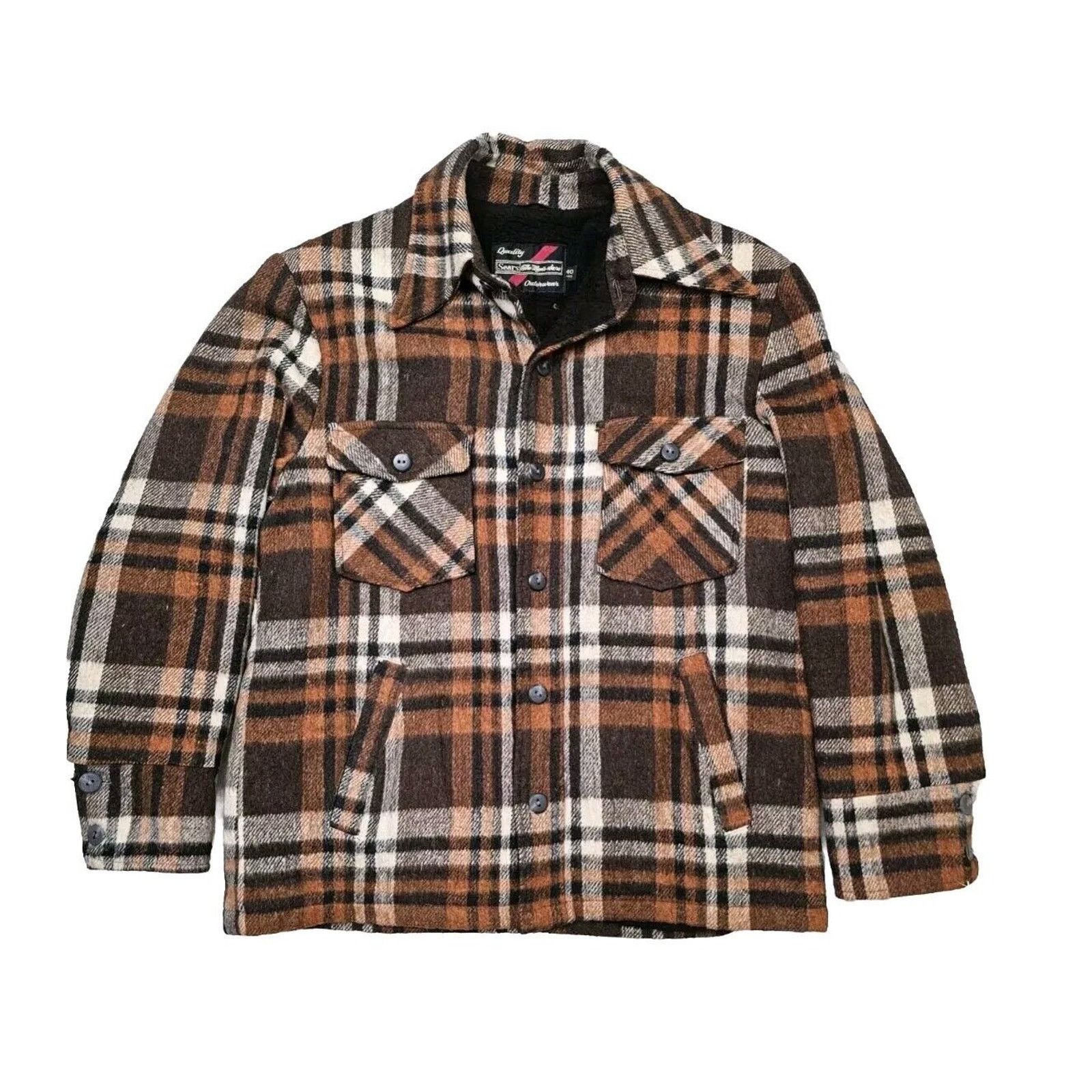 Sears VINTAGE 1970'S SEARS STORE OUTERWEAR WOOL PLAID CHORE JACKET Size US M / EU 48-50 / 2 - 5 Thumbnail