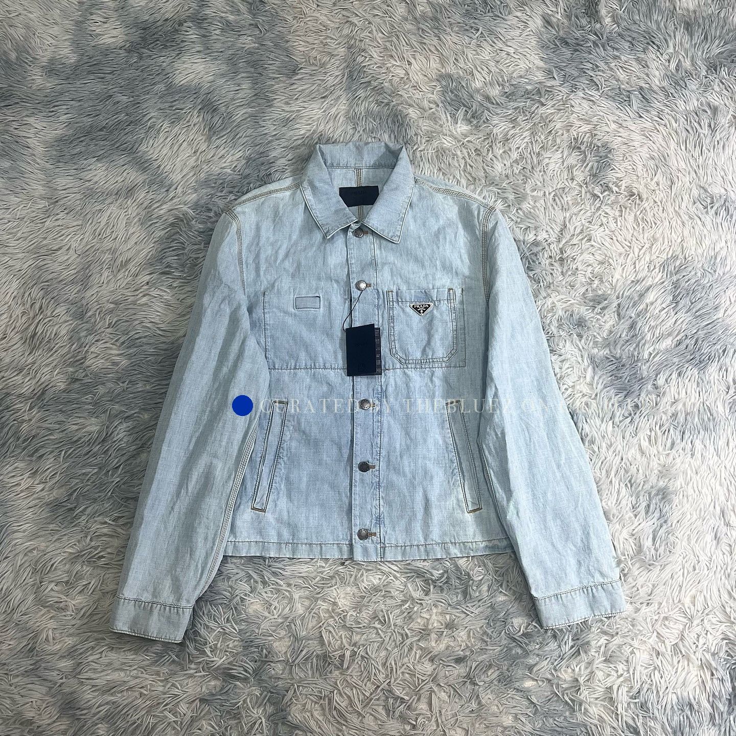 Prada Blue Logo Patch Denim Jacket in XL Size US XL / EU 56 / 4 - 1 Thumbnail