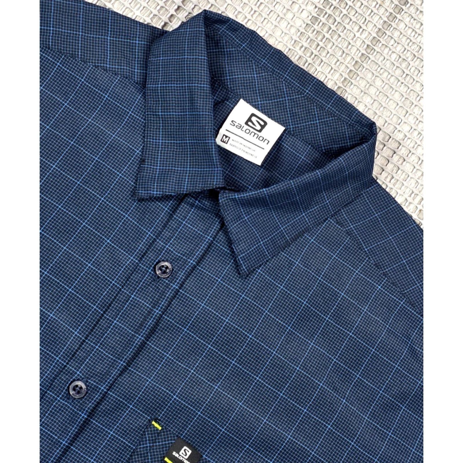 Salomon Salomon Shirt M Button-Up Long Sleeve Blue Check Outdoor Performance Shirt Size US M / EU 48-50 / 2 - 5 Thumbnail