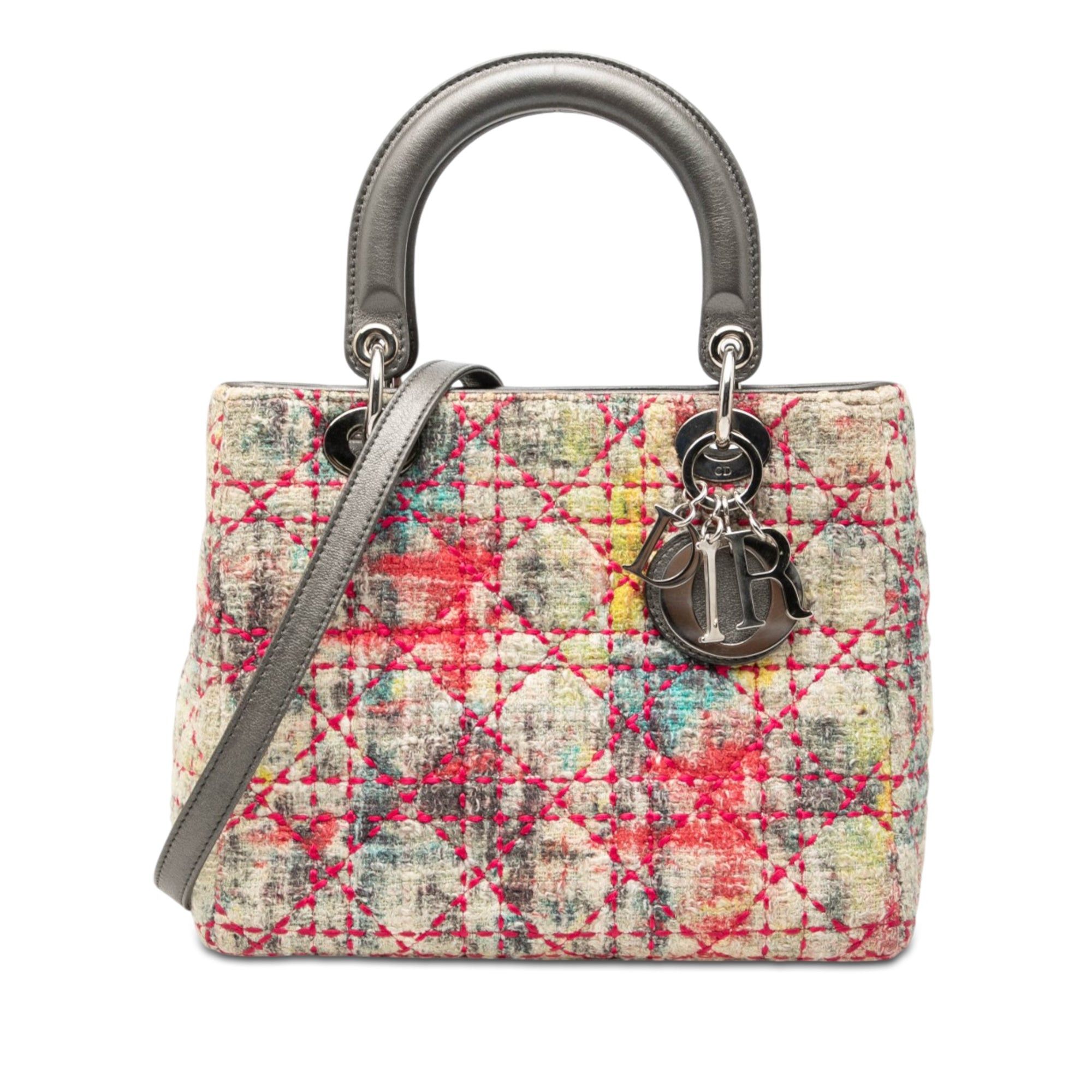 Dior Medium Multicolor Tweed Cannage Lady Dior Size ONE SIZE - 1 Thumbnail