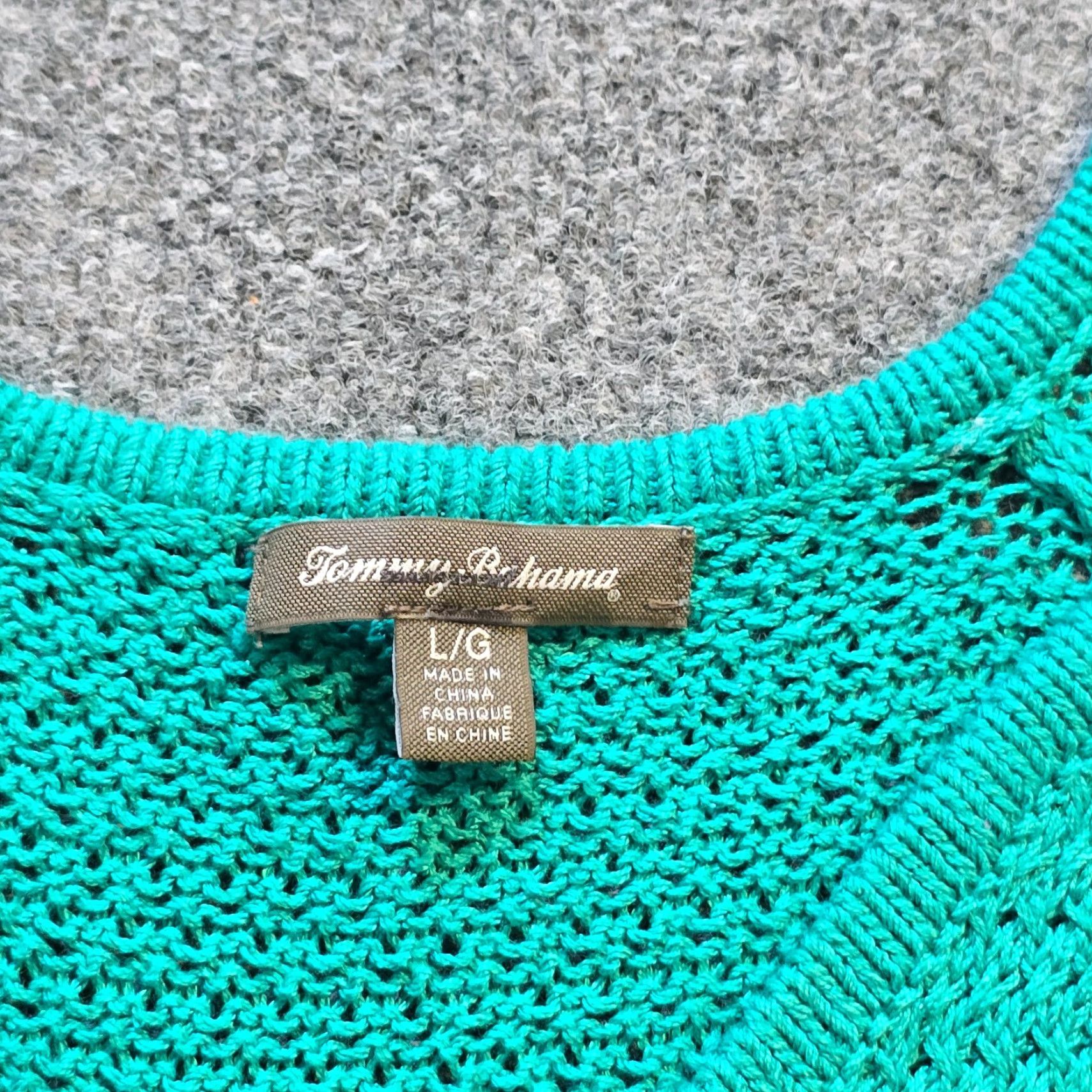 Tommy Bahama Tommy Bahama Sweater Tunic Womens Large Green Open Knit Crochet Casual Pullover Long Sleeve V-Neck Knit Cotton Viscose Regular Modern Casual Shirt Size L / US 10 / IT 46 - 3 Thumbnail