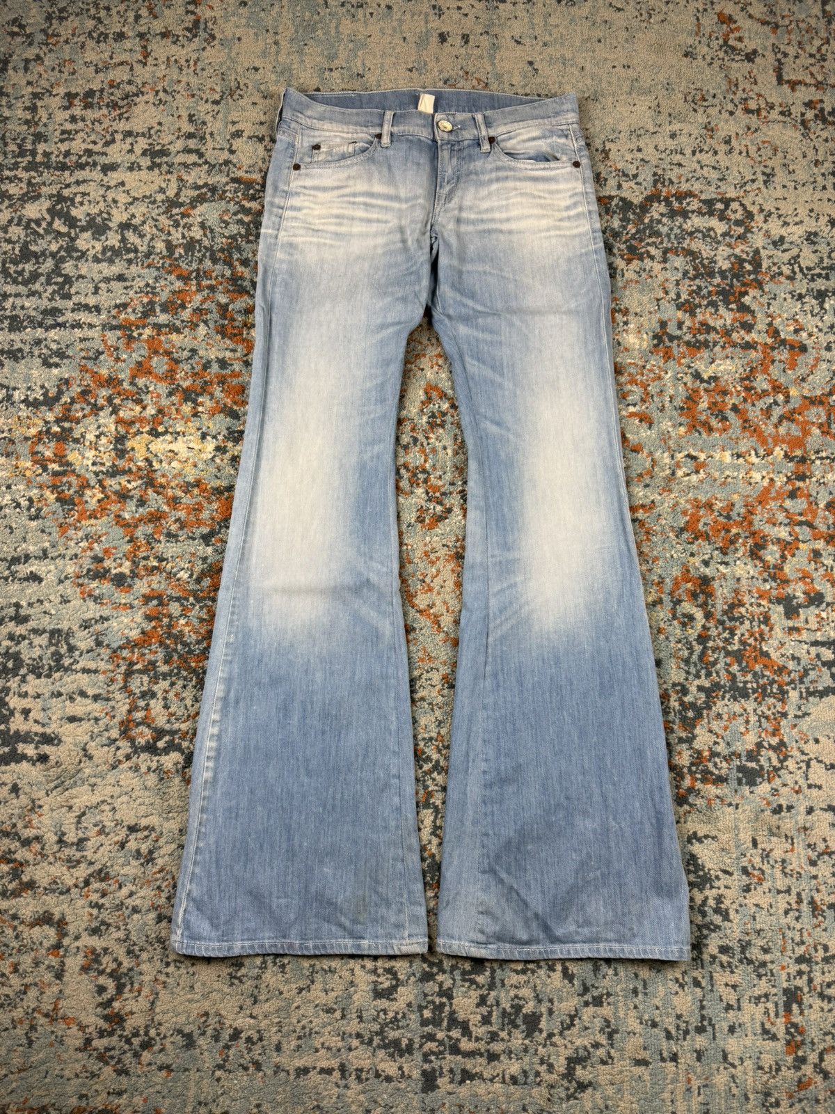 Japanese Brand Vintage Y2K Nolita bell bottom flared printed denim jeans Size 28" / US 6 / IT 42 - 2 Thumbnail