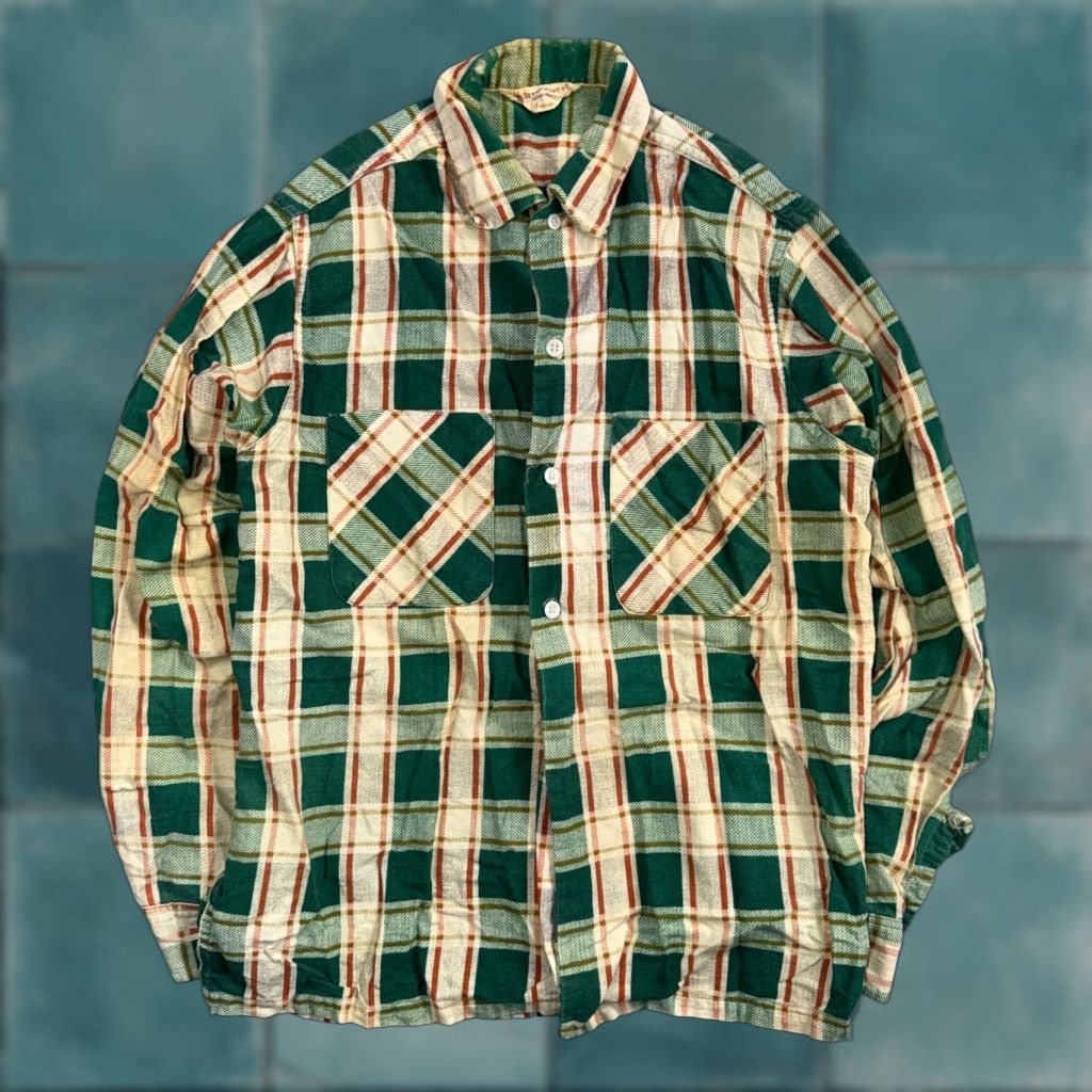 Vintage VINTAGE 60s Towncraft Button-Front Green Cotton Shirt Plaid Rockabilly Casual Men's Small Size US S / EU 44-46 / 1 - 1 Thumbnail