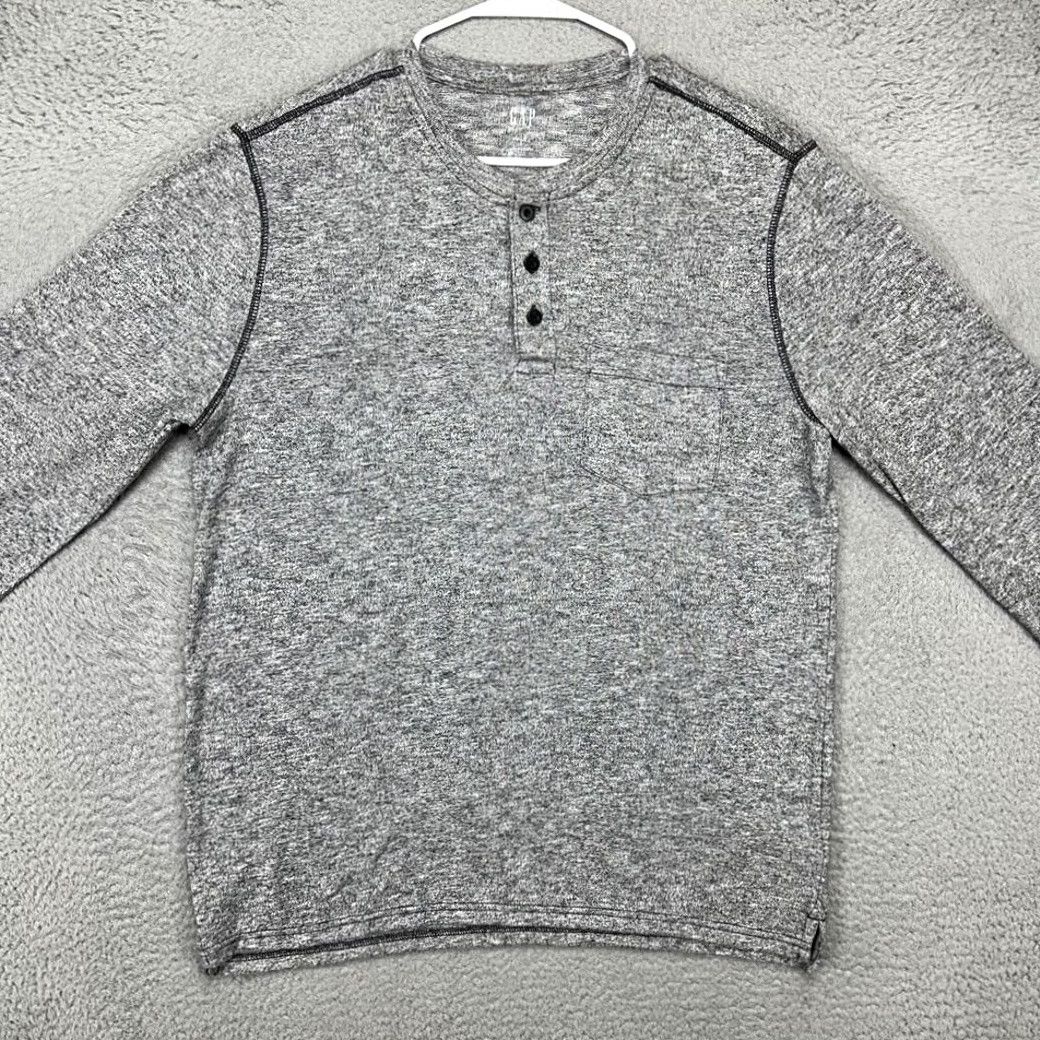 Gap GAP Henley Sweater Mens L Gray Knit Long Sleeve Pocket Casual Winter Size US L / EU 52-54 / 3 - 4 Thumbnail