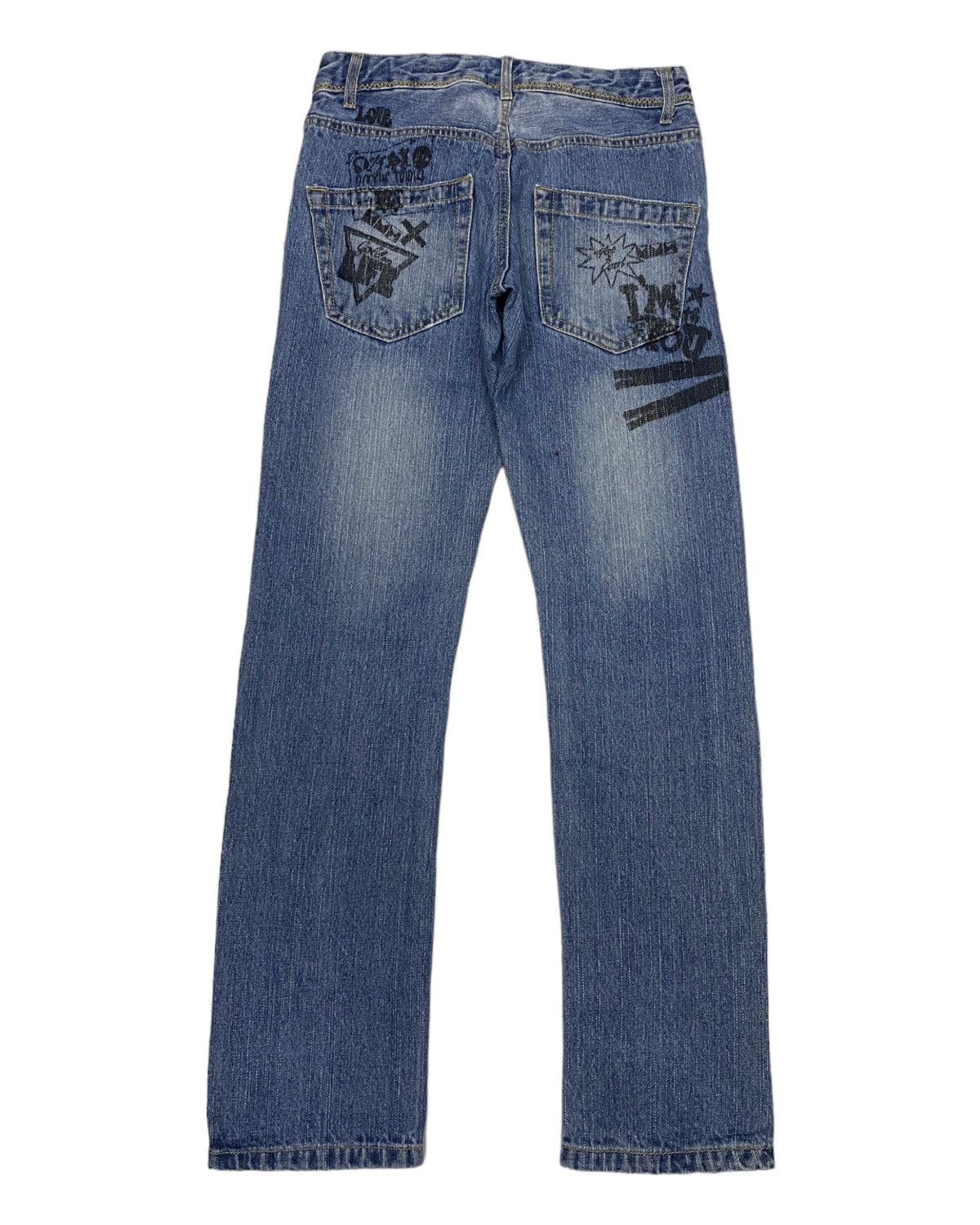 Hysteric Glamour × Japanese Brand RARE🔥PUNK STYLE DISTRESSED DENIM PLT JEANS SKULLS Size US 28 / EU 44 - 4 Thumbnail
