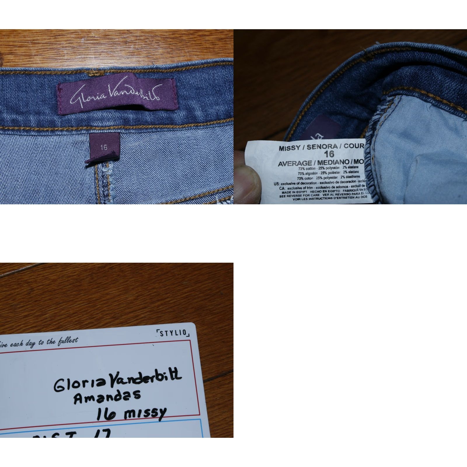 Gloria Vanderbilt Gloria Vanderbilt Amanda Jeans Women Medium Wash 34X30 Straight 16 Blue 5-Pocket Denim Stretch Size 38" / US 16 / IT 52 - 8 Thumbnail