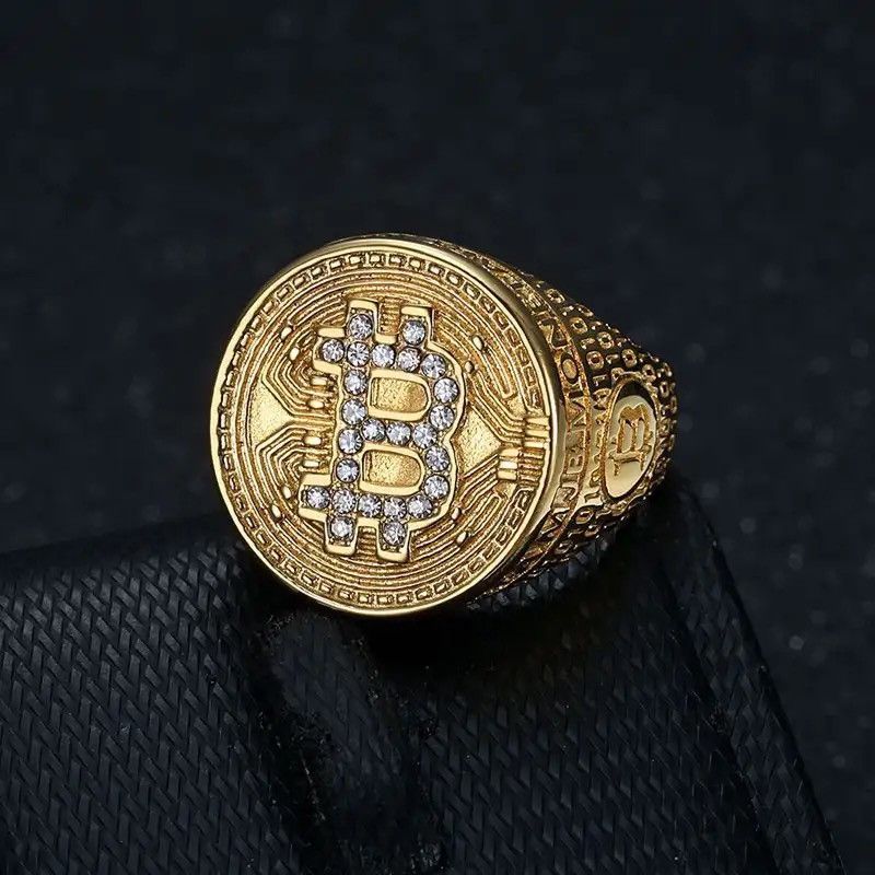 Vintage Stainless Steel Titanium Hip Hop Bling Iced Out Bitcoin Size ONE SIZE - 3 Thumbnail