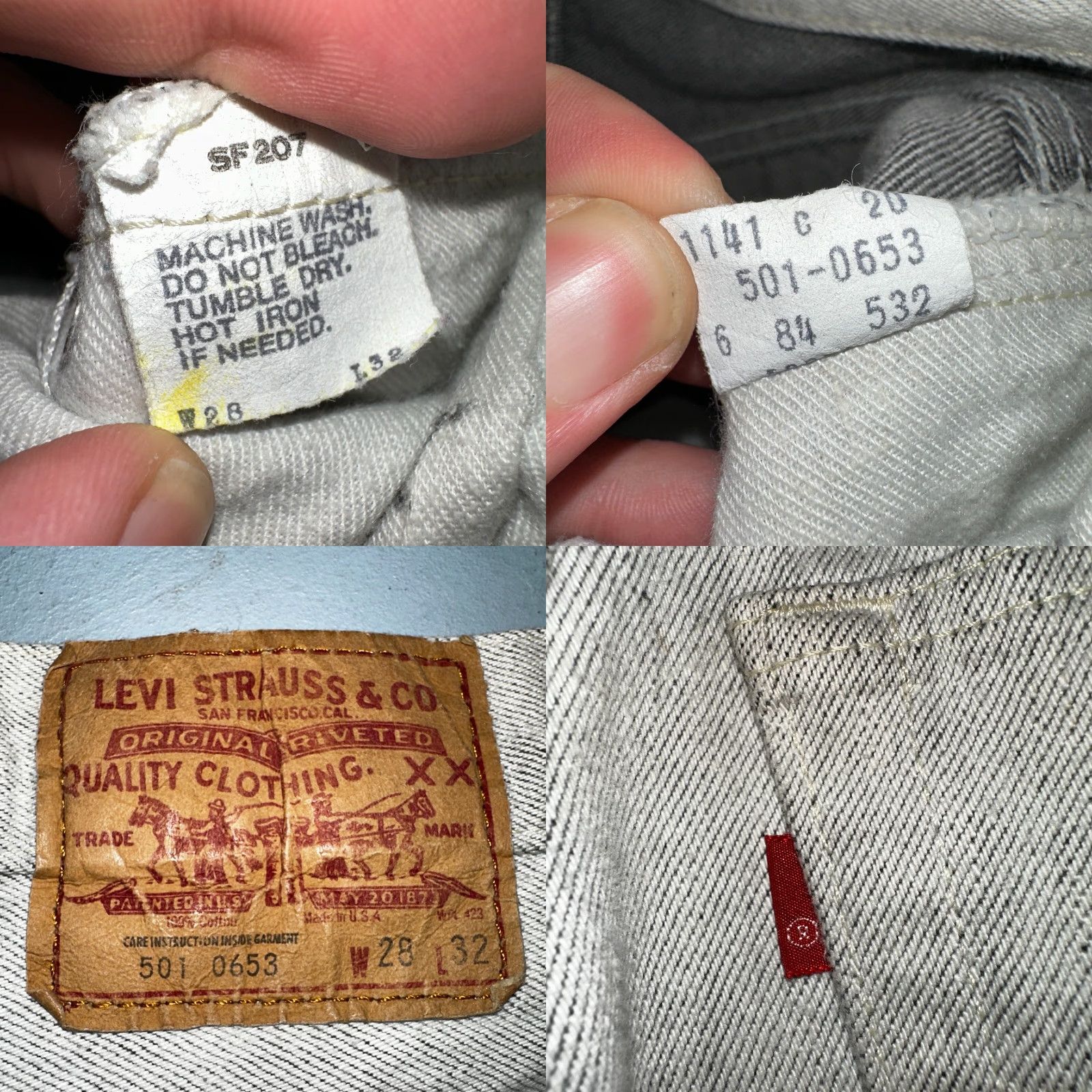 Levi's VINTAGE Levi's 501 Jeans Men 28x32 Gray Light Wash Straight 80s USA 90s Comfort Classic Button Closure Denim Cotton Regular Mid Rise Size US 28 / EU 44 - 9 Thumbnail