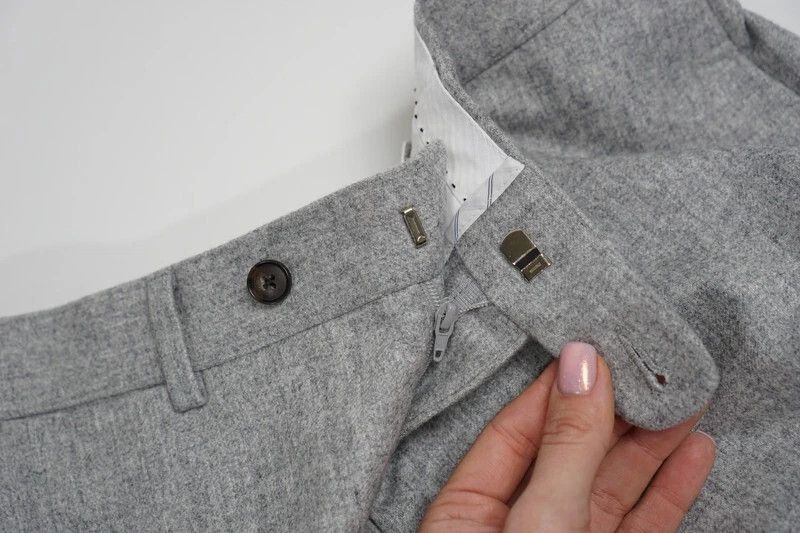 Suitsupply Men Suitsupply Soho Turn- Up Trousers Flannel Wool Grey US40 Size 40R - 3 Thumbnail