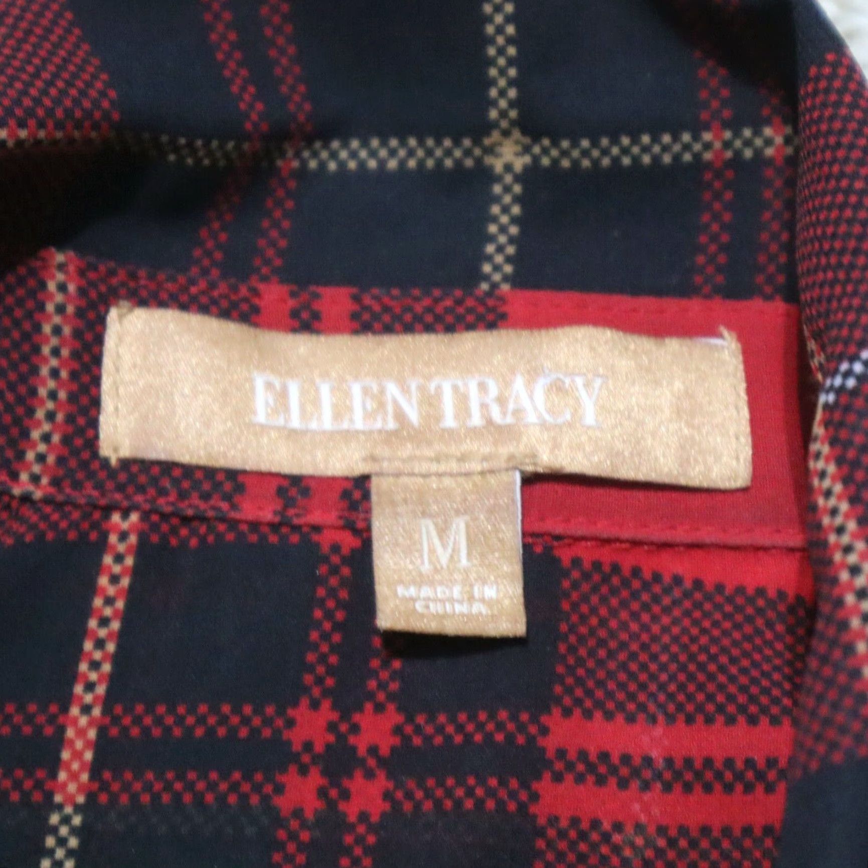 Ellen Tracy Ellen Tracy Red Plaid Sheer Button Down Women's Size M Medium Size M / US 6-8 / IT 42-44 - 3 Thumbnail