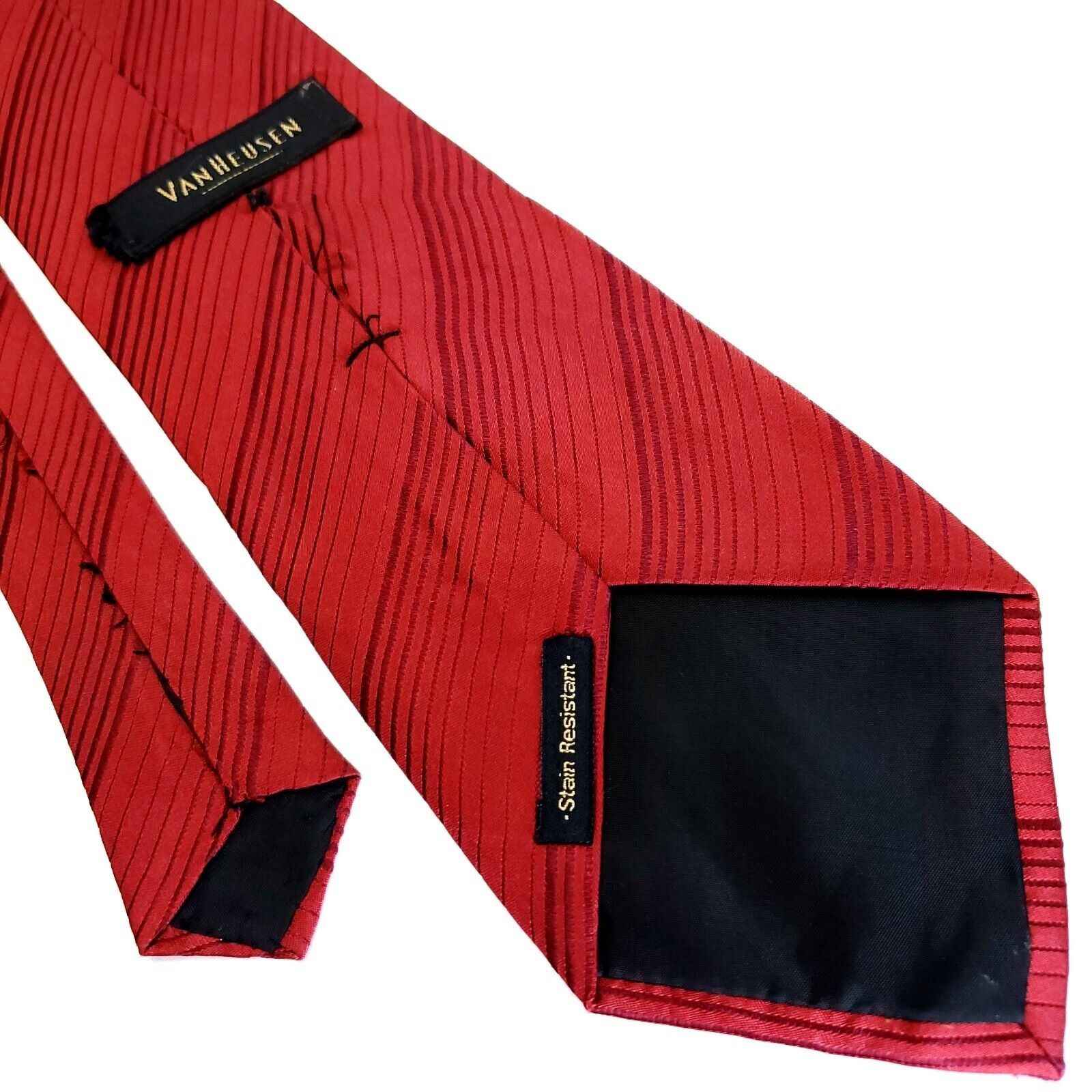 Van Heusen Van Heusen Red Silk Tie Woven Striped Short Size ONE SIZE - 3 Thumbnail