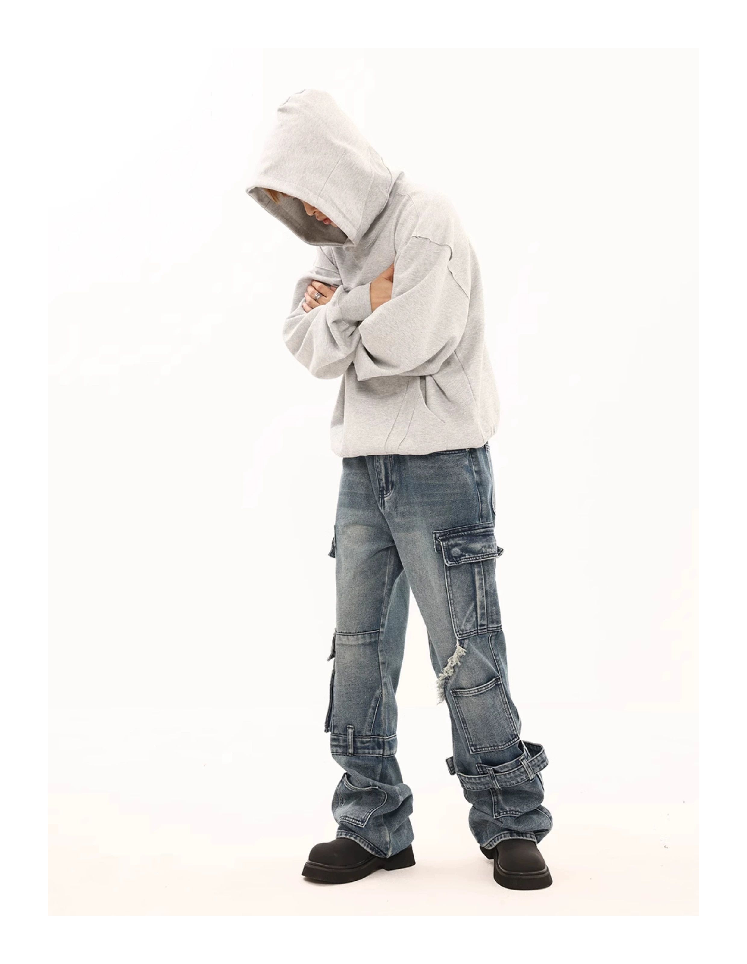 washed faded flared skate hiphop jeans
