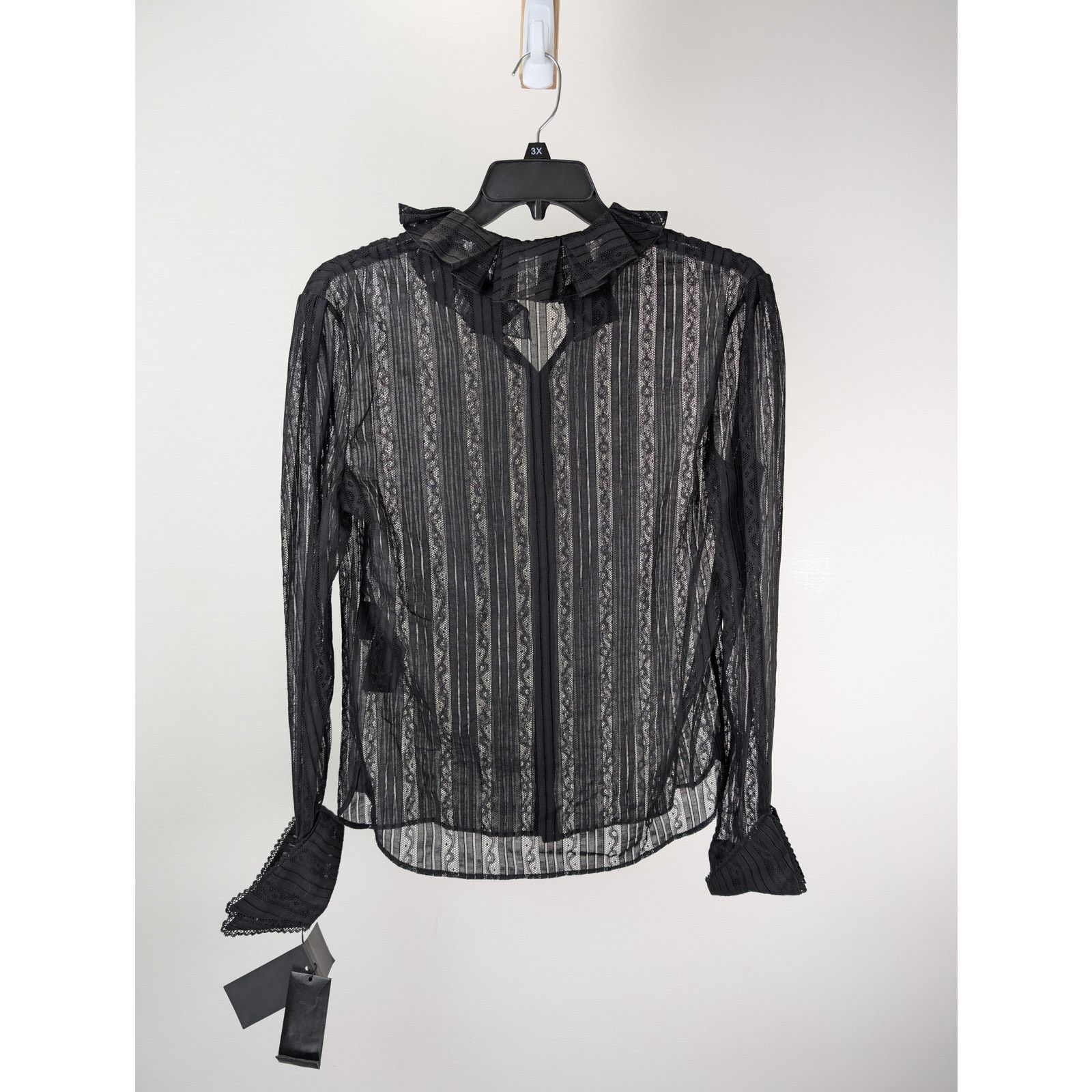 Saint Laurent Paris o1rshd1 Chemise Blouse Femme Dentelle Galon Shirt in Black Size US M / EU 48-50 / 2 - 11 Thumbnail