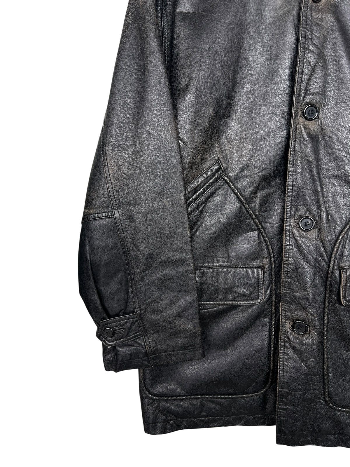 Vintage Seahop Company Black Long Coat Leather Jacket Size US L / EU 52-54 / 3 - 7 Thumbnail