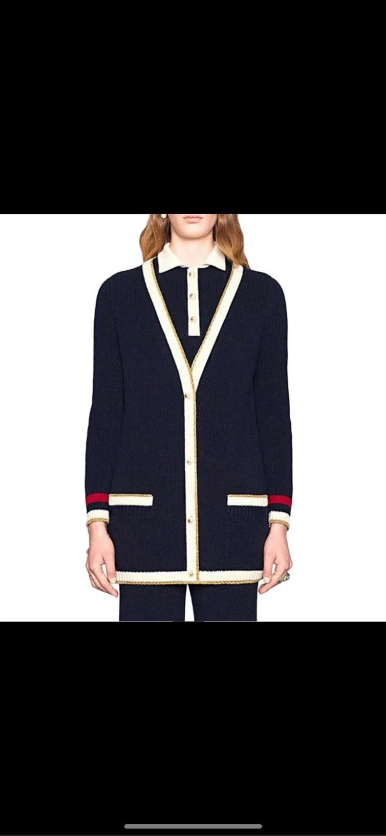 Gucci Gucci Black v-neck pearl buckle cardigan 2504-Nextarrow Size M / US 6-8 / IT 42-44 - 9 Thumbnail