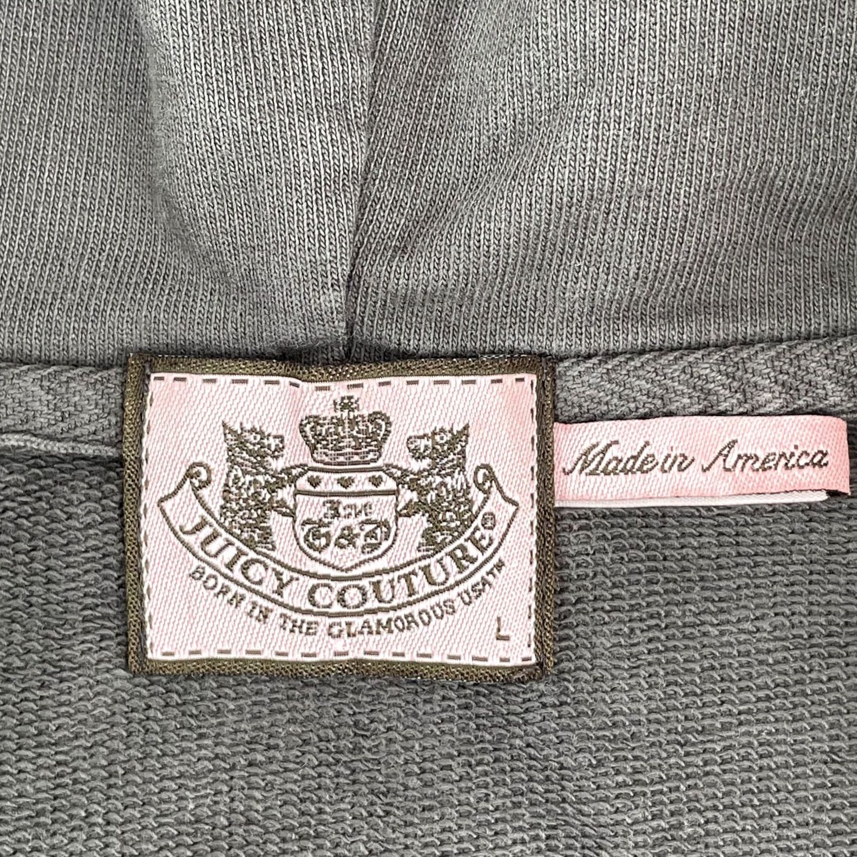 Juicy Couture VINTAGE Juicy Couture Hoodie Women Large Gray Back Logo Long Sleeve Full Zip Knit French Terry 100% Cotton Grunge Decade 90s Mens Womens Size L / US 10 / IT 46 - 2 Thumbnail