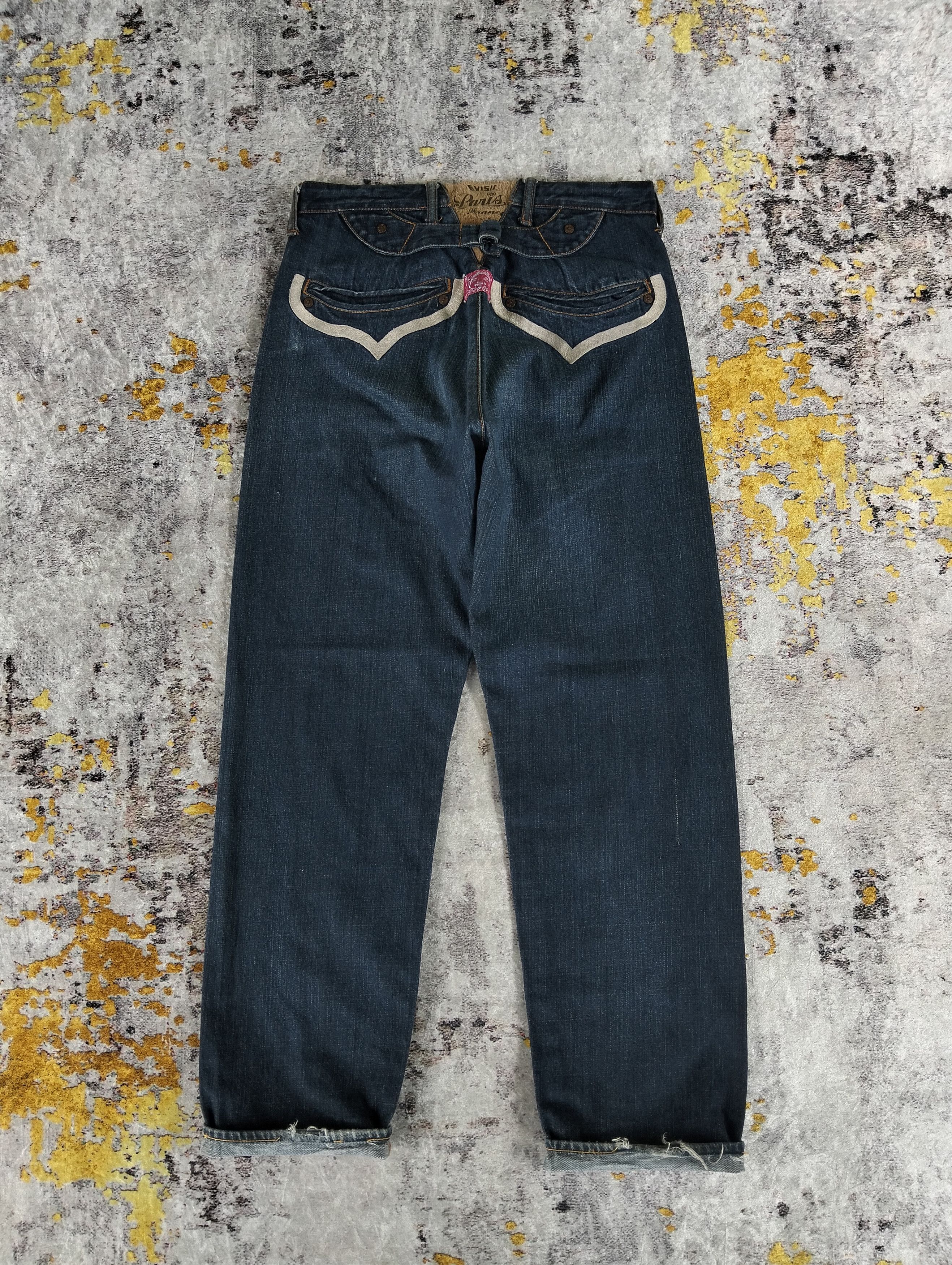 Evisu Evisu Paris Button Fly Red Line Selvedge Buckle Back Denim Size US 31 - 2 Thumbnail