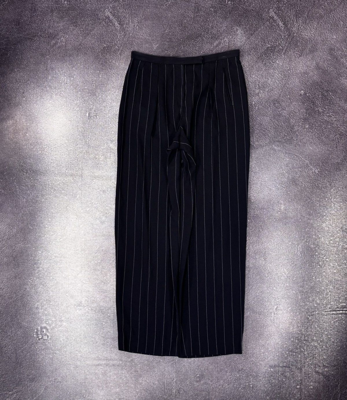 Armani Collezioni Armani Collezioni Women’s Navy Blue Striped Wool Pants Size 32" / US 10 / IT 46 - 1 Thumbnail