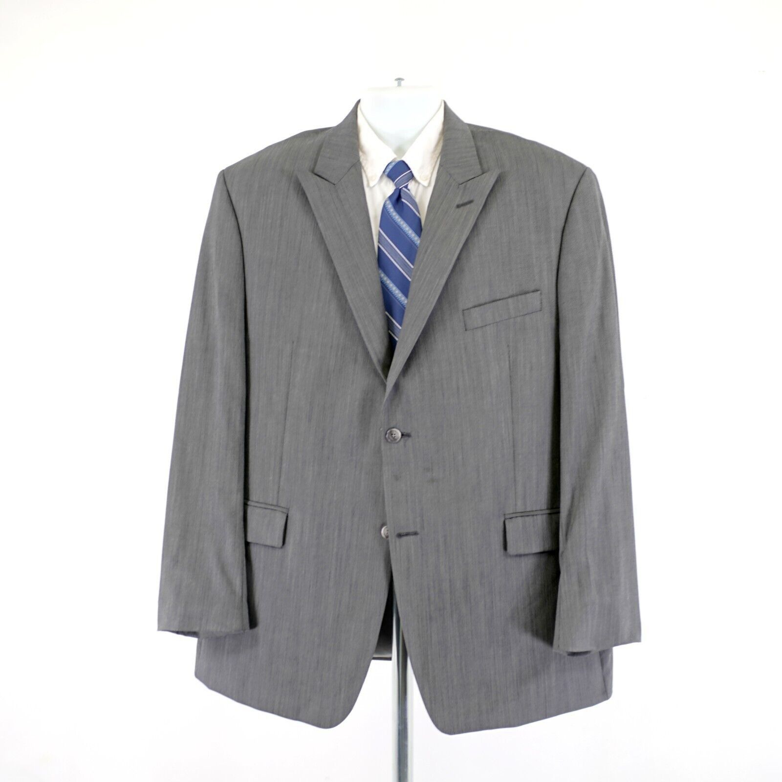 Calvin Klein Calvin Klein Wool Gray Birdesye Peak Lapel 44L Blazer 2 Butt Size 44L - 4 Thumbnail