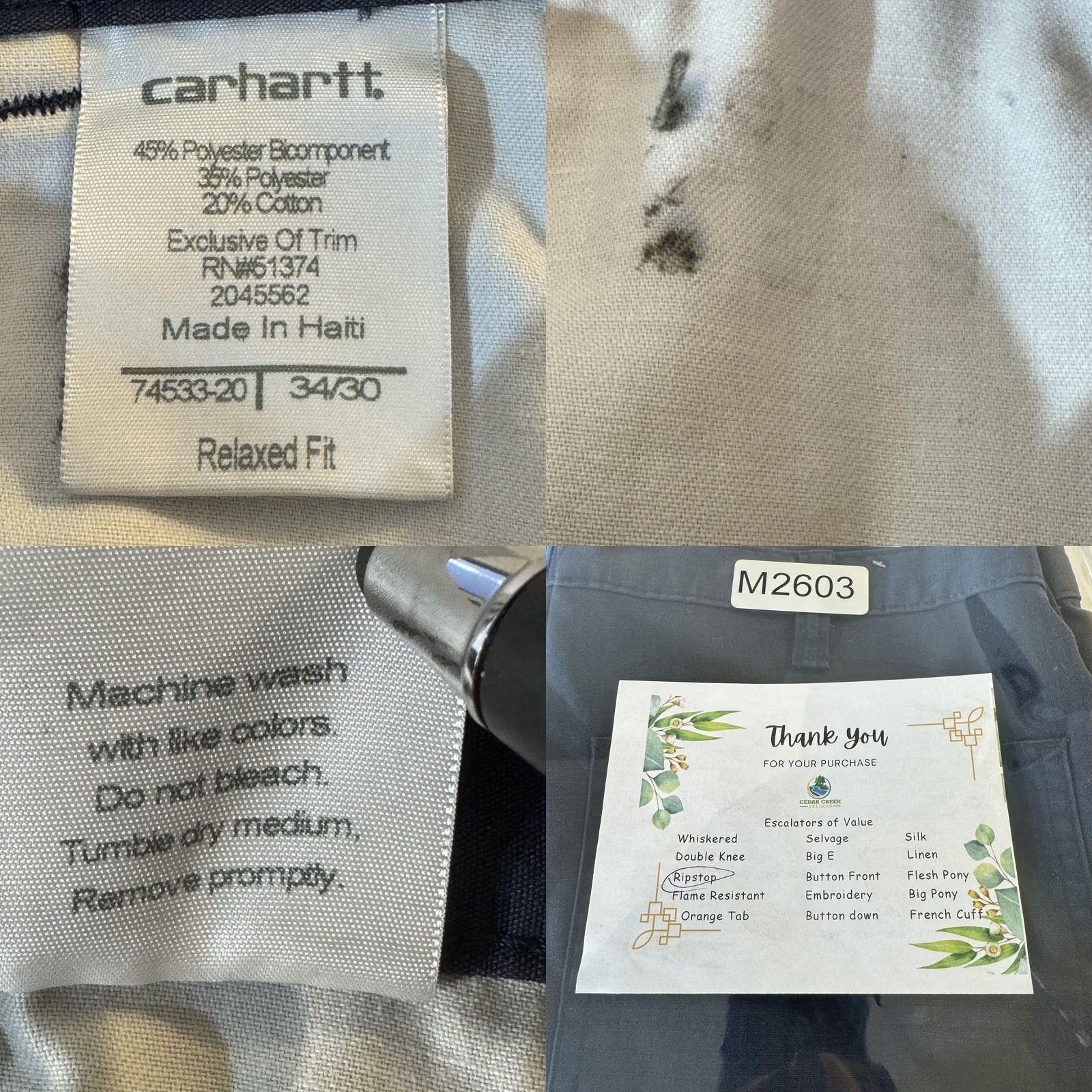 Carhartt Carhartt Pants Mens 34x29 Navy Relaxed Fit Ripstop Workwear Paint Stains Utility Pants Size US 34 / EU 50 - 8 Thumbnail