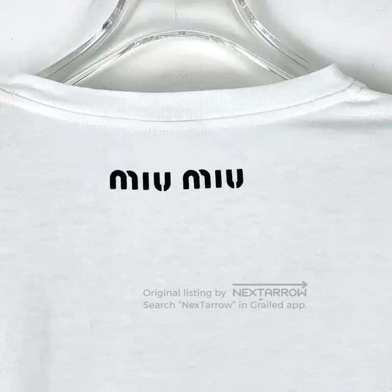 Miu Miu Miu Miu White Striped Cotton T-shirt . Size S / US 4 / IT 40 - 5 Thumbnail