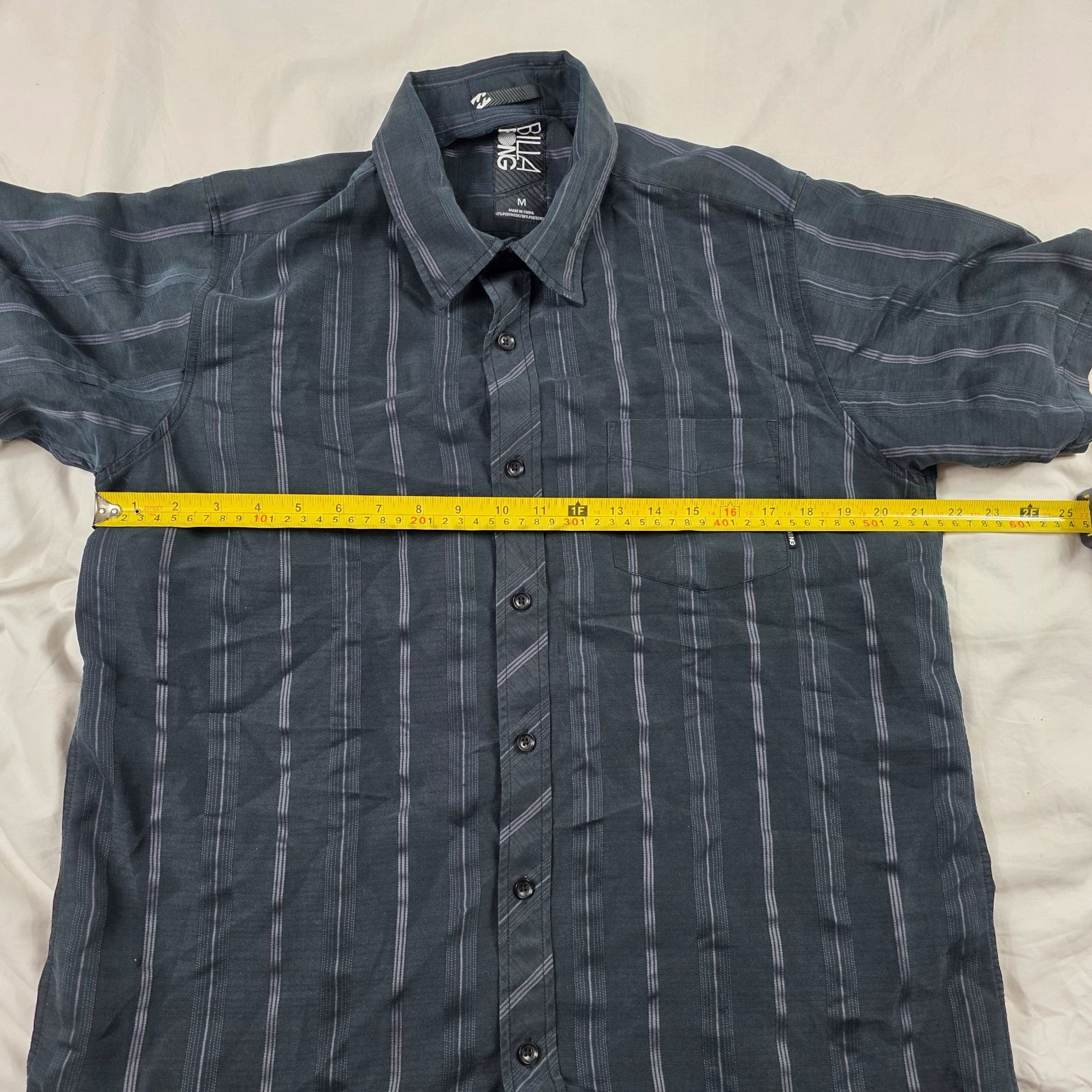 Billabong Billabong Mens Medium Striped Button Up Short Sleeve Black S Size US M / EU 48-50 / 2 - 6 Thumbnail