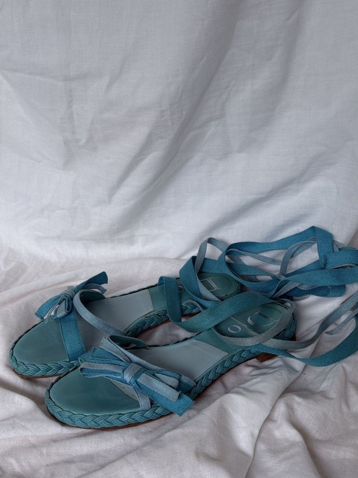 Dior Dior Cloth Turquoise Tied Sandals Size US 6.5 / IT 36.5 - 3 Thumbnail