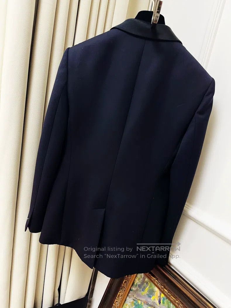 Hermes Hermes Dark Blue and Black Lapel Wool Blazer Jacket Size XS / US 0-2 / IT 36-38 - 2 Thumbnail