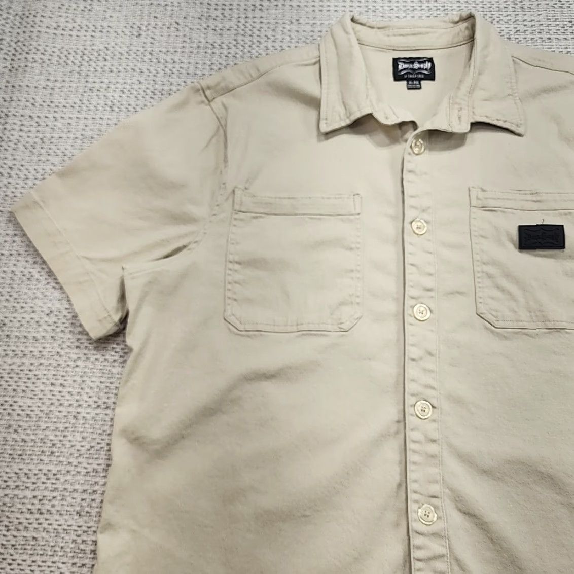 Vintage Snoop Dogg Shirt Mens XL Button-Up Short Sleeve Heavy Cotton Hip Hop Dogg Supply By Snoop Dogg Beige Solid 90s California USA Gangsta Casual Size US XL / EU 56 / 4 - 3 Thumbnail