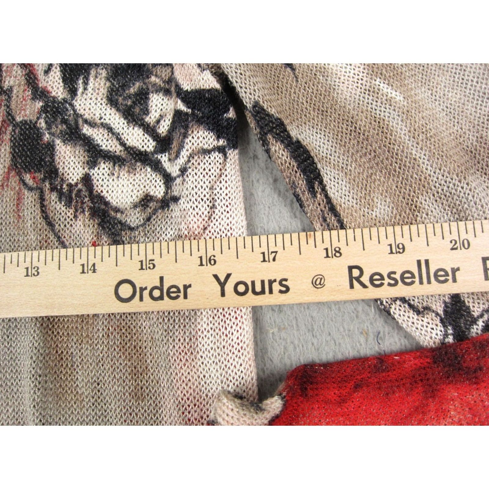 Vintage ZOZO Cardigan Womens Large Beige Red Knit Sheer Floral Linen Viscose Button Up Size L / US 10 / IT 46 - 7 Thumbnail