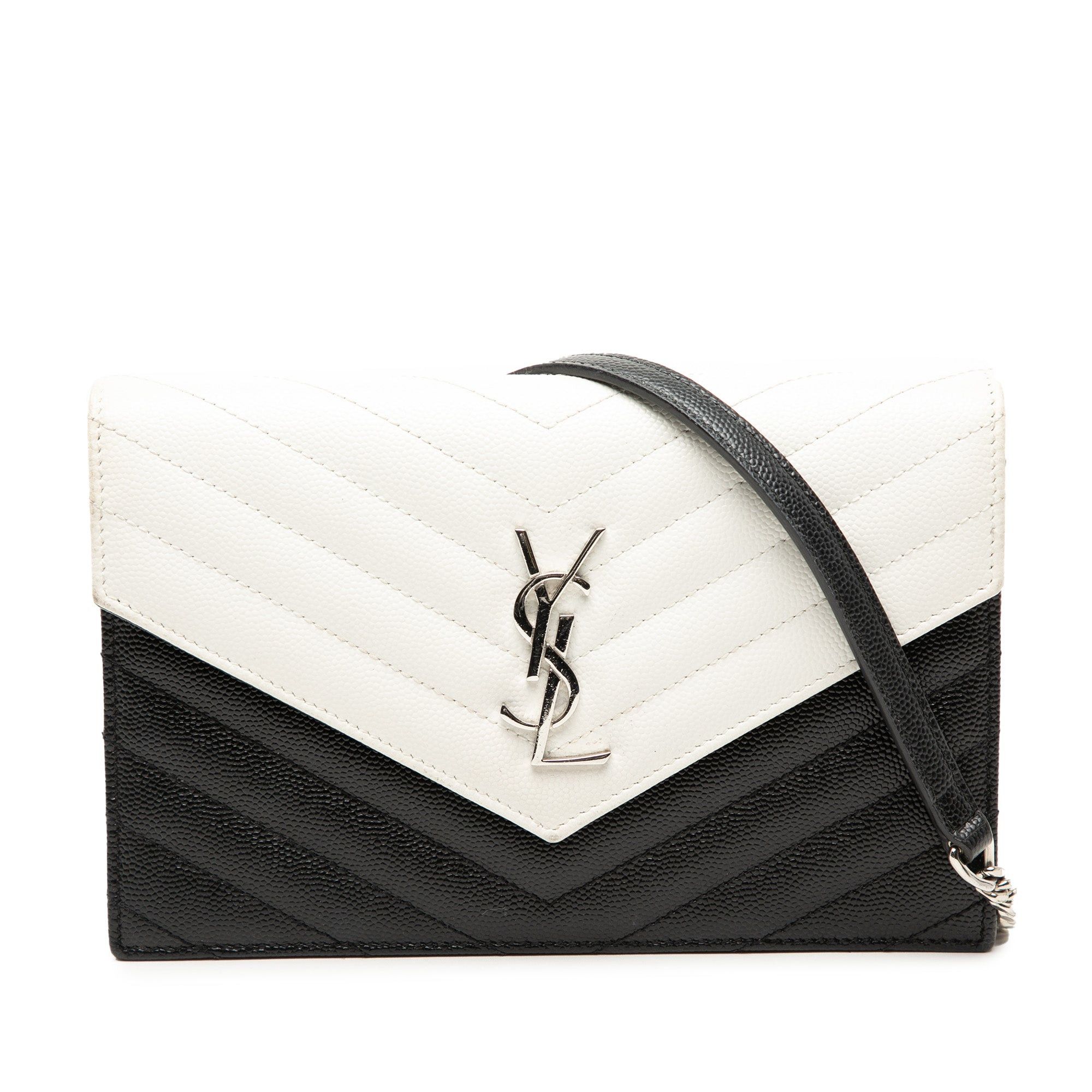 Saint Laurent Paris Bicolor Grain De Poudre Cassandre Envelope Chain Wallet Size ONE SIZE - 1 Thumbnail