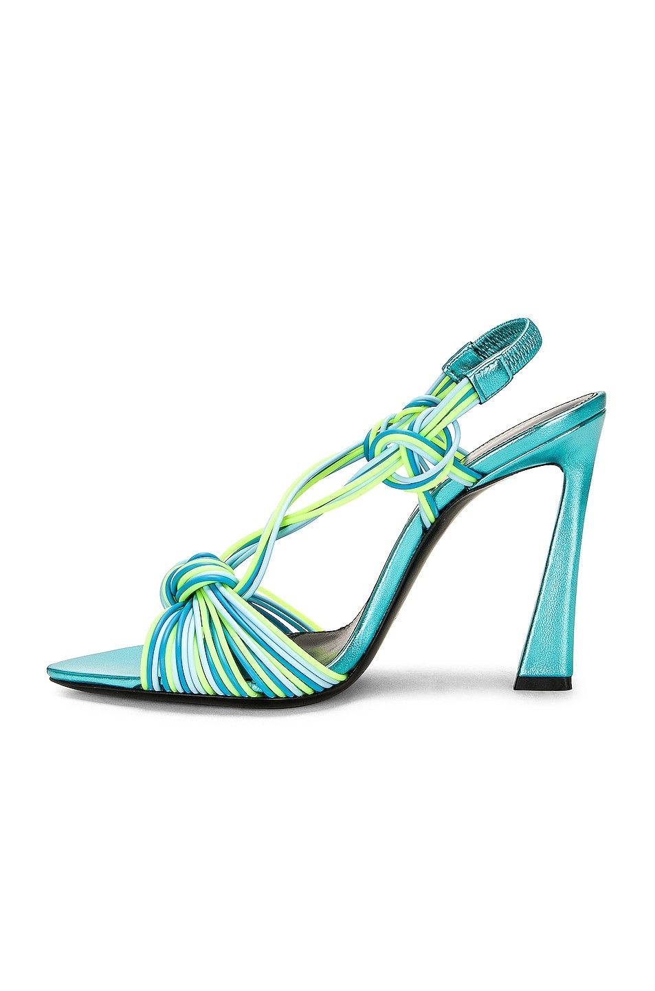 Saint Laurent Paris o1tp1o1224 Pool Sandals In Tpu And Metallized in Teal Size US 7 / IT 37 - 2 Thumbnail