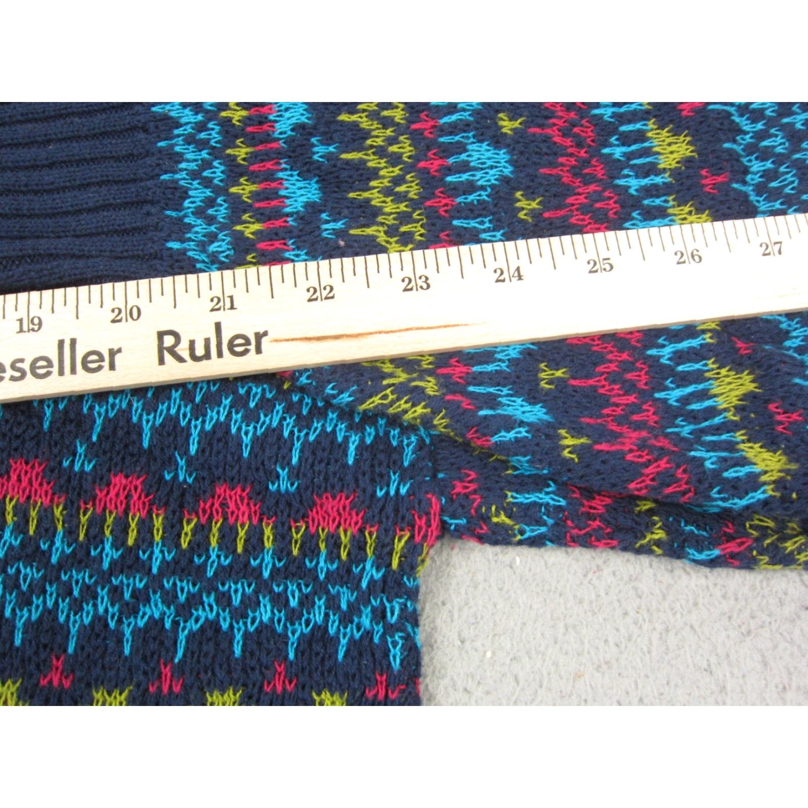 Vintage Dominic & Maria Sweater Womens M Blue Fair Isle Turtleneck Pullover Vintage 90s Casual Knit Cotton USA Womens Size M / US 6-8 / IT 42-44 - 7 Thumbnail