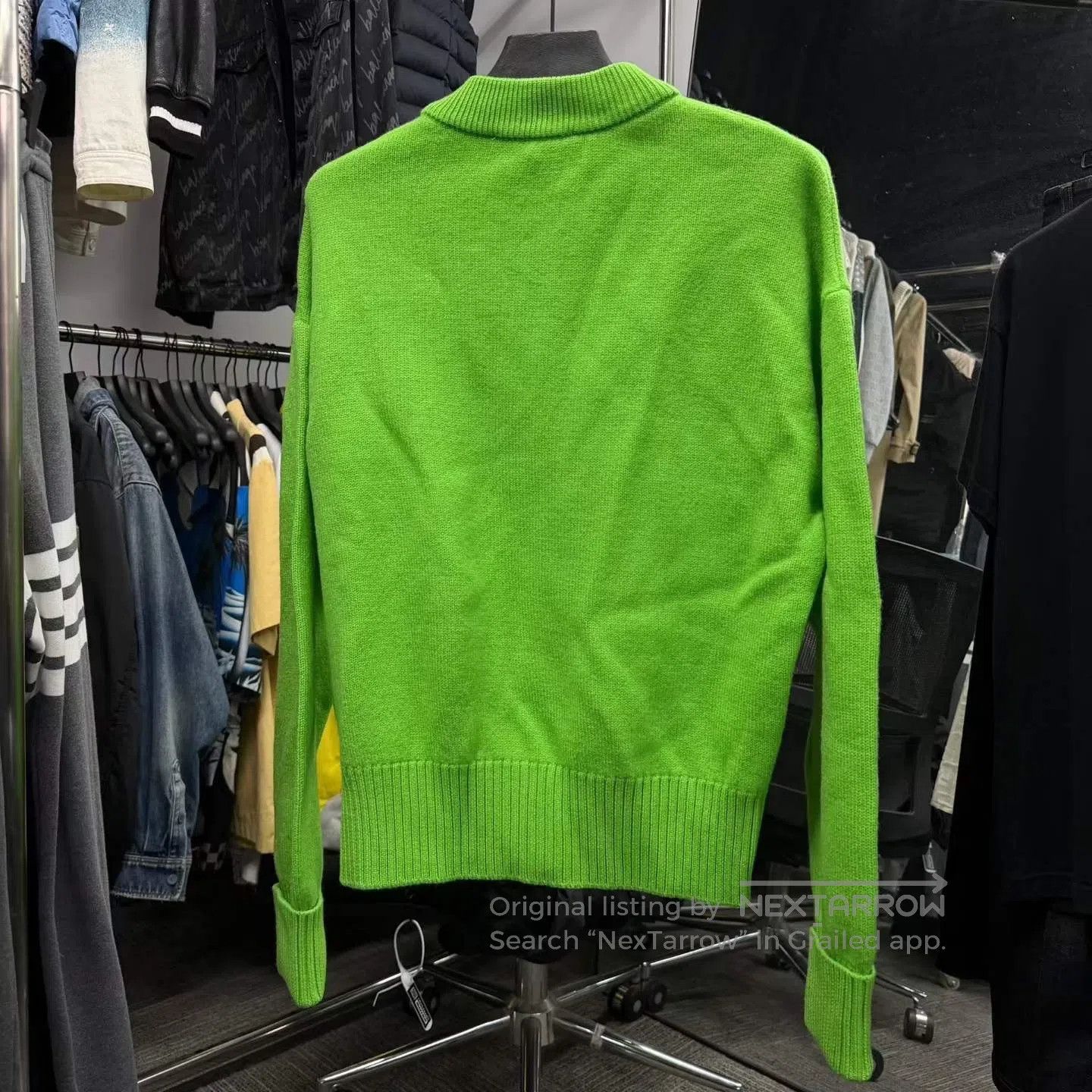AMI AMI Avocado Green Lambswool Knit Cardigan| Size M / US 6-8 / IT 42-44 - 2 Thumbnail